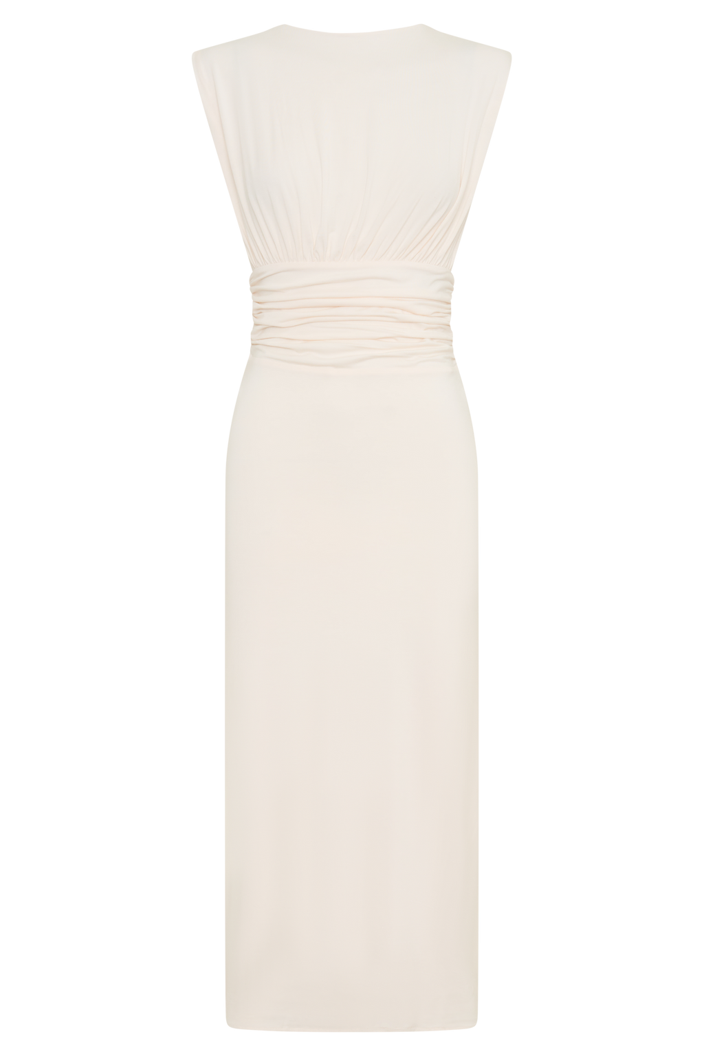 Kura Ruched Modal Sleeveless Midi Dress - Ivory