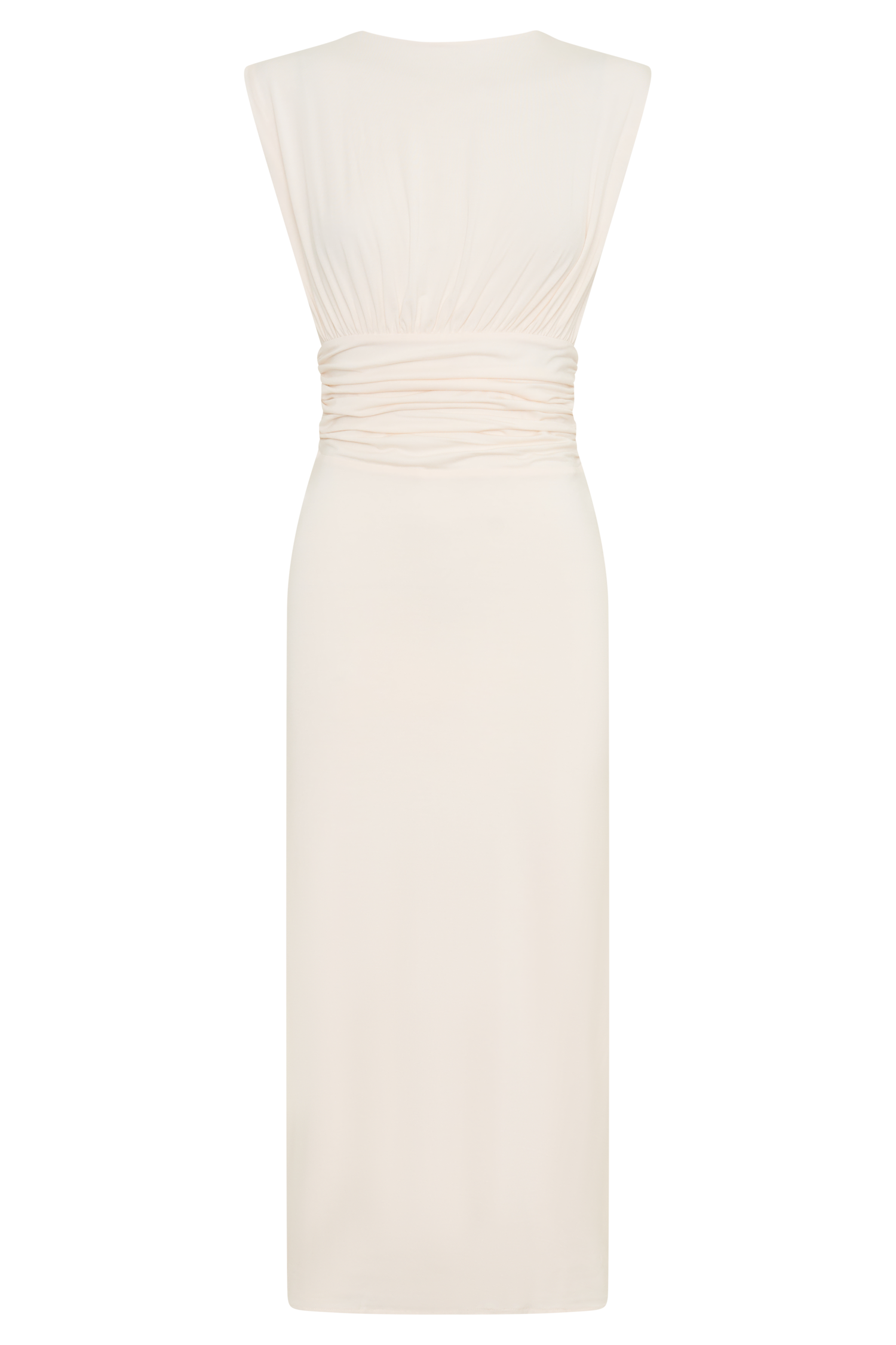 Kura Ruched Modal Sleeveless Midi Dress - Ivory