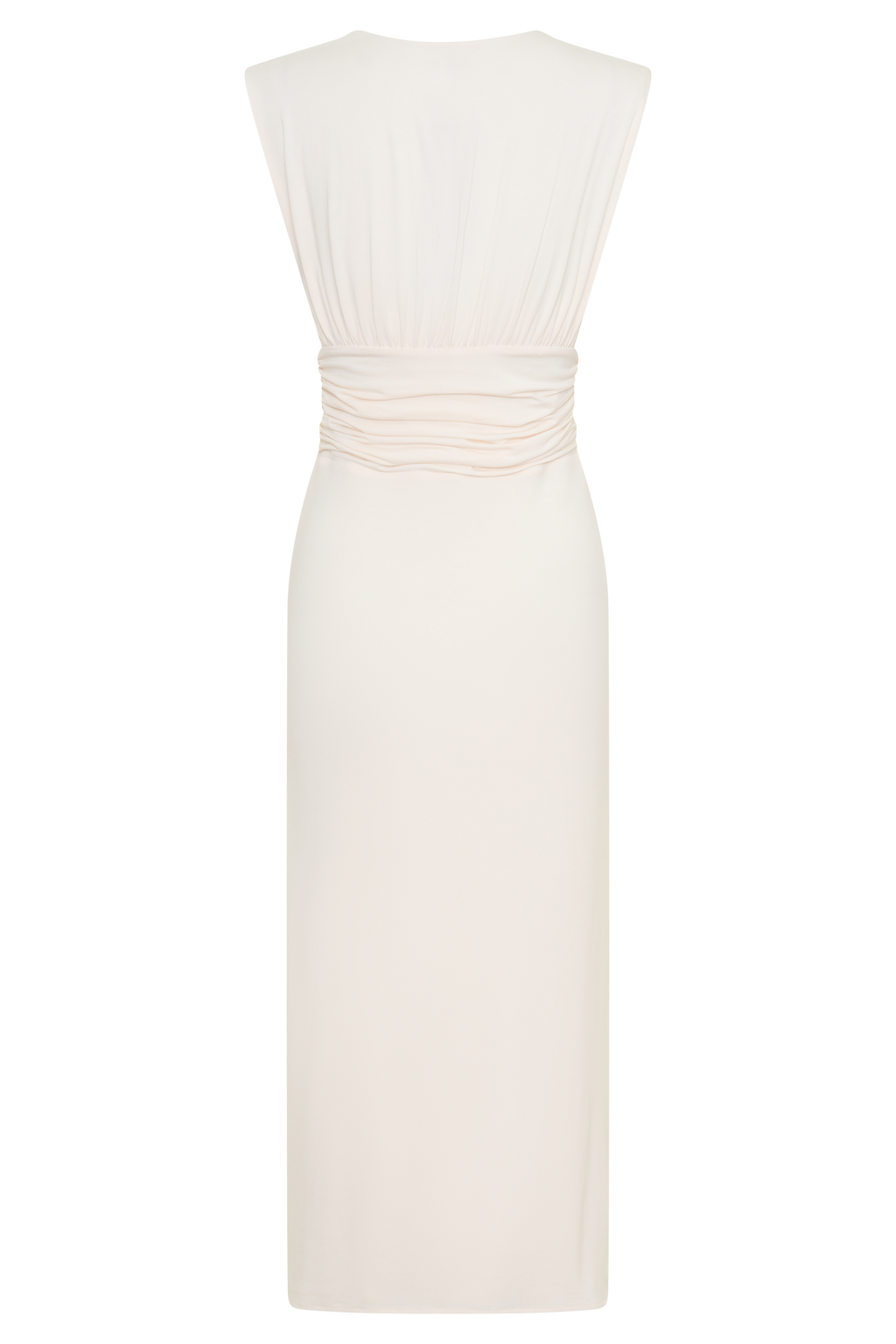 Kura Ruched Modal Sleeveless Midi Dress - Ivory