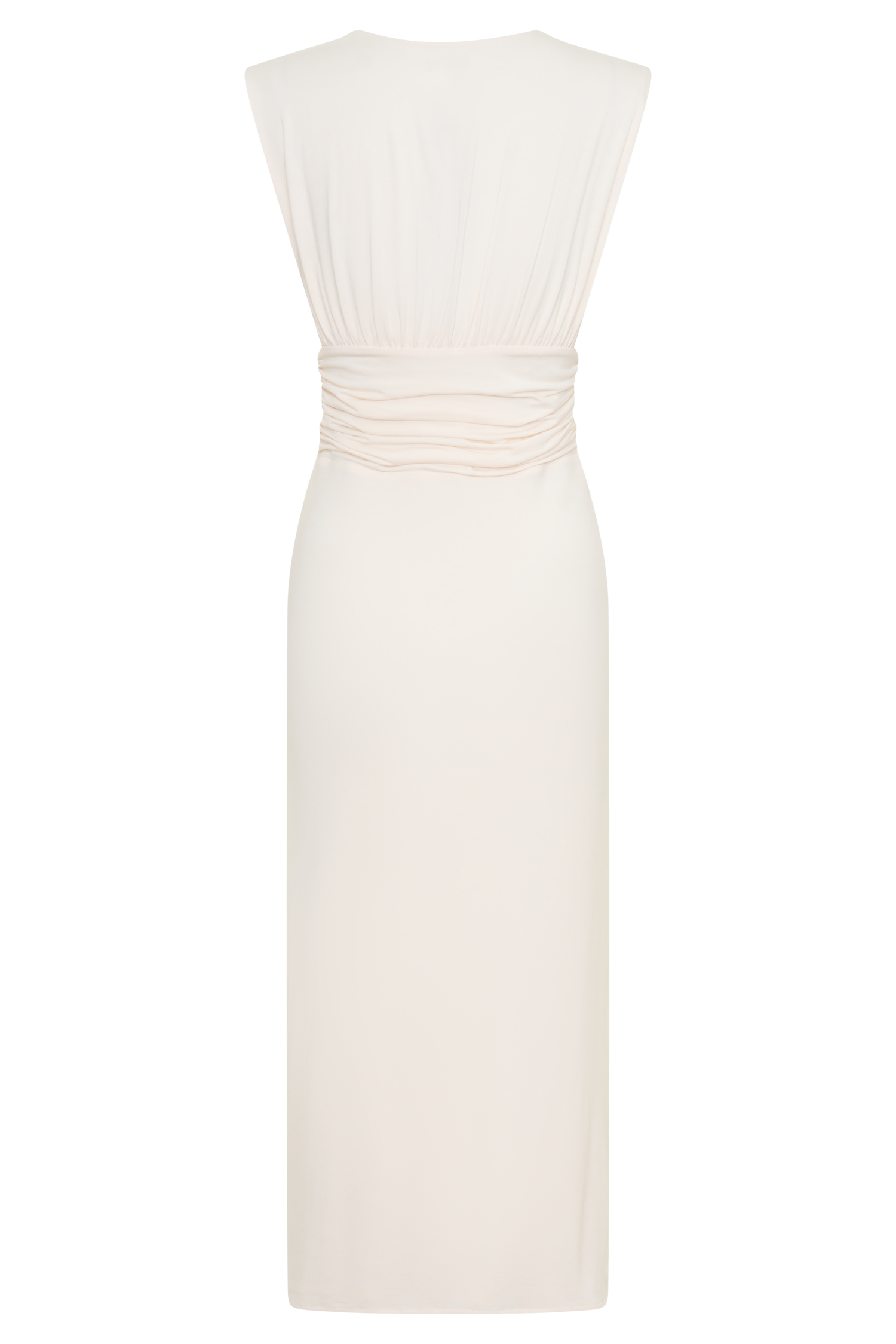 Kura Ruched Modal Sleeveless Midi Dress - Ivory