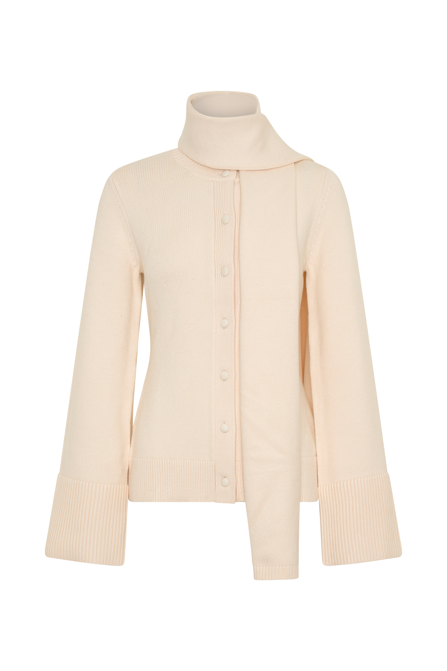 Lara Knit Cardigan With Scarf - Ivory