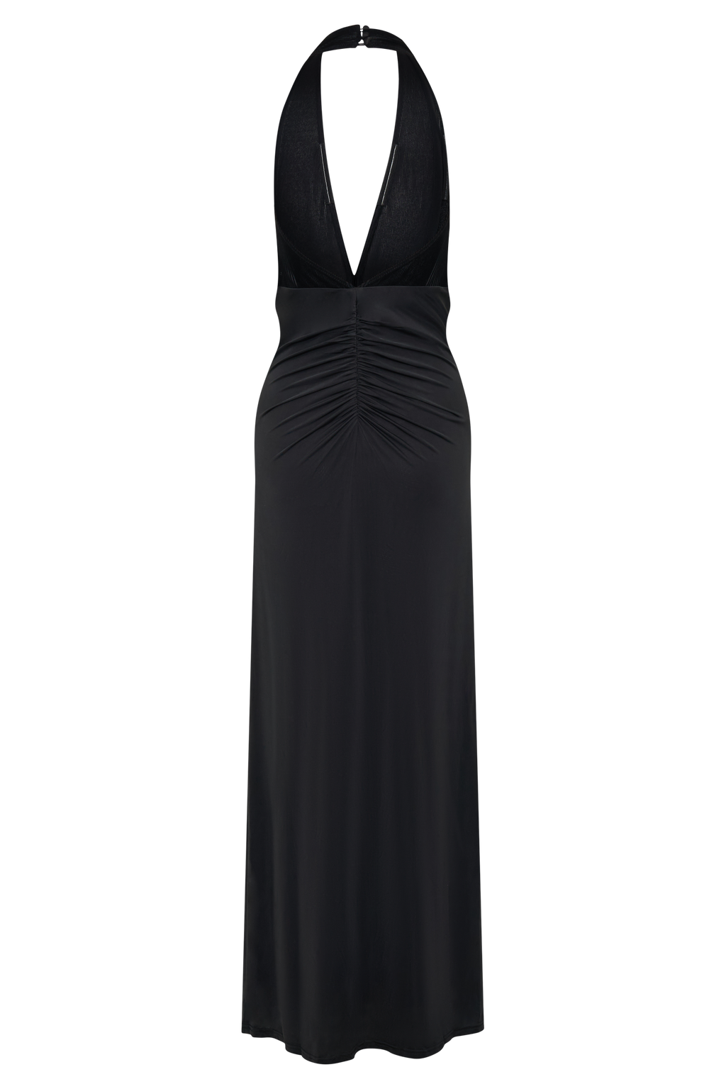 Lien Mesh Velvet Plunge Midi Dress - Black