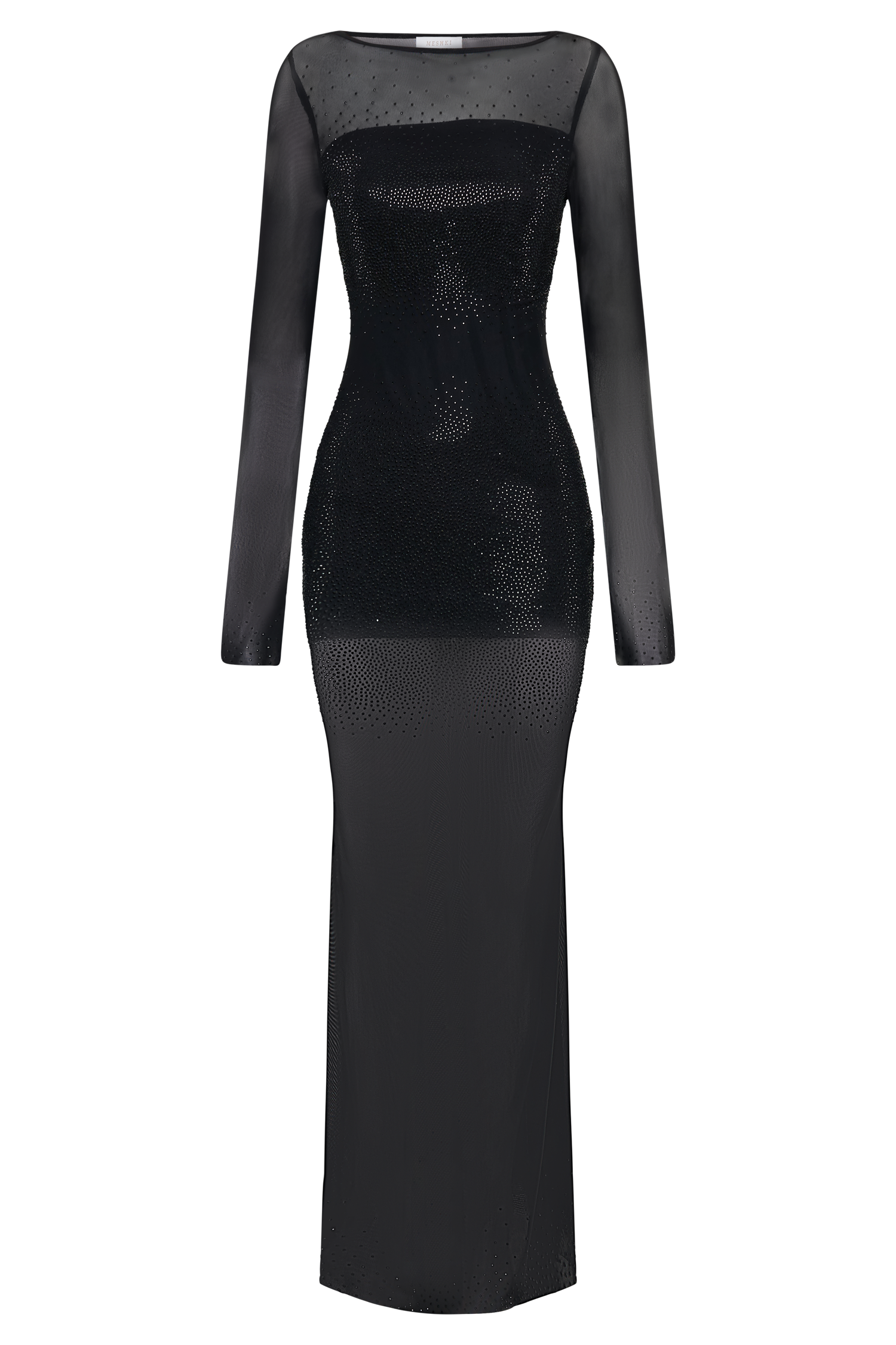 Lior Mesh Maxi Dress With Hotfix - Black