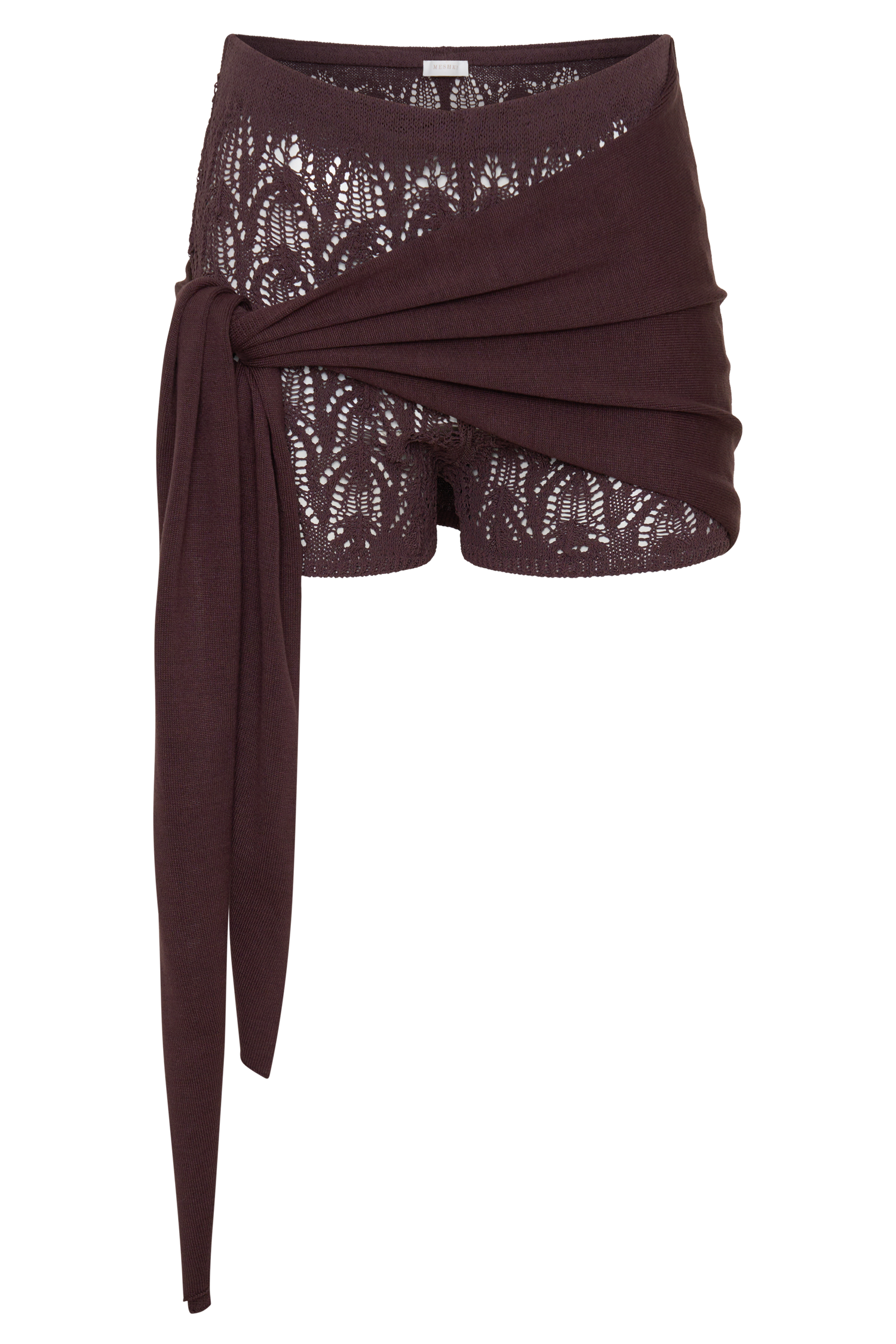 Liora Crochet Shorts With Knit Overlay - Chocolate