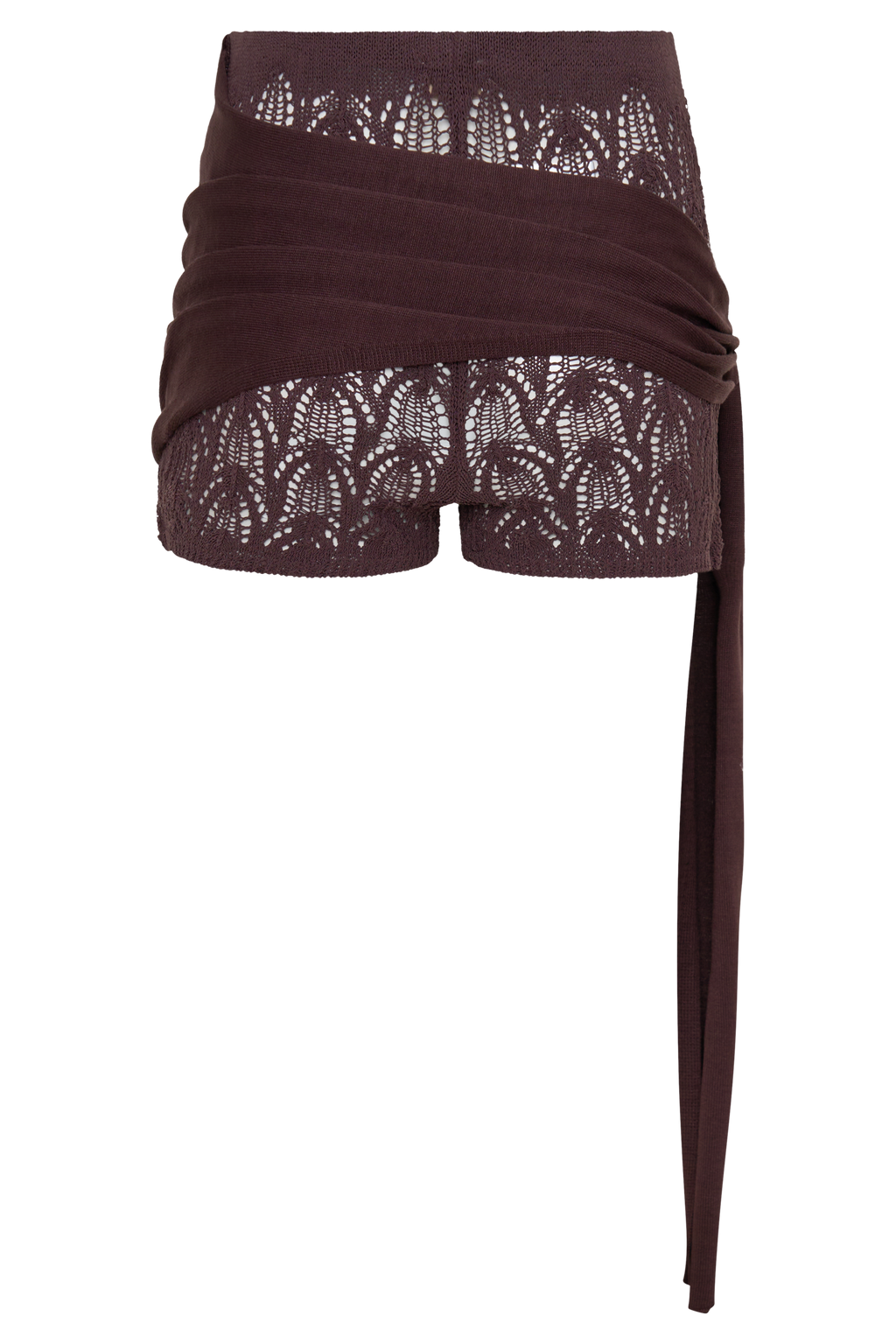 Liora Crochet Shorts With Knit Overlay - Chocolate