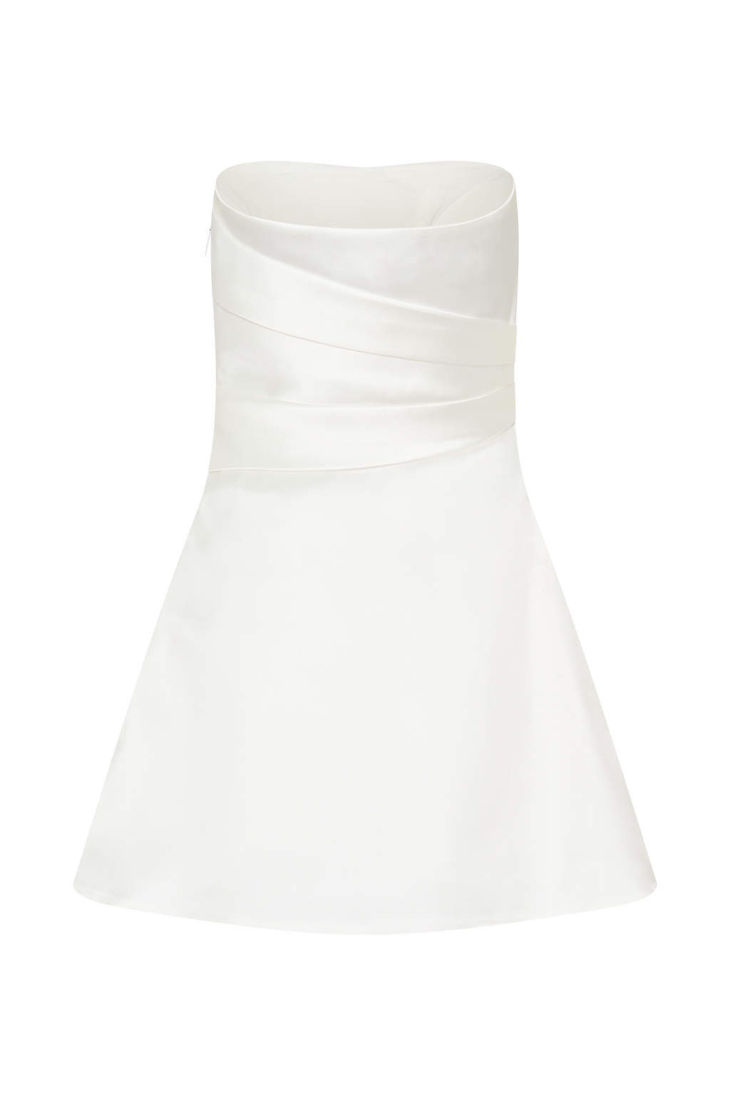 Lora Strapless Satin Mini Dress - White