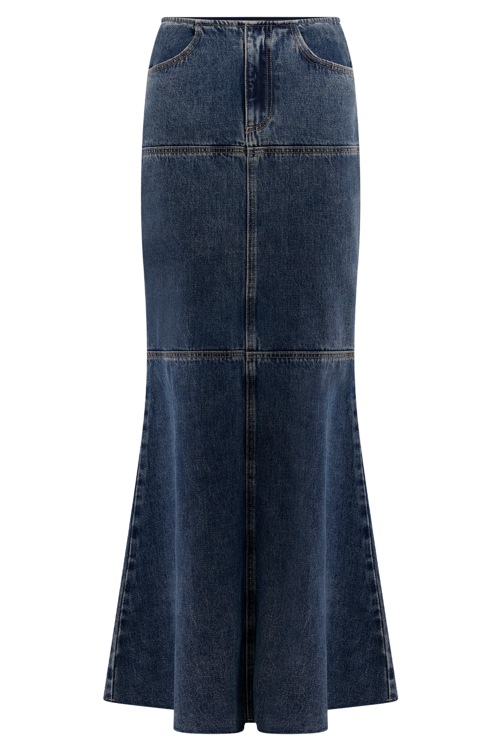 Loretta Denim Maxi Skirt - Washed Dark Blue