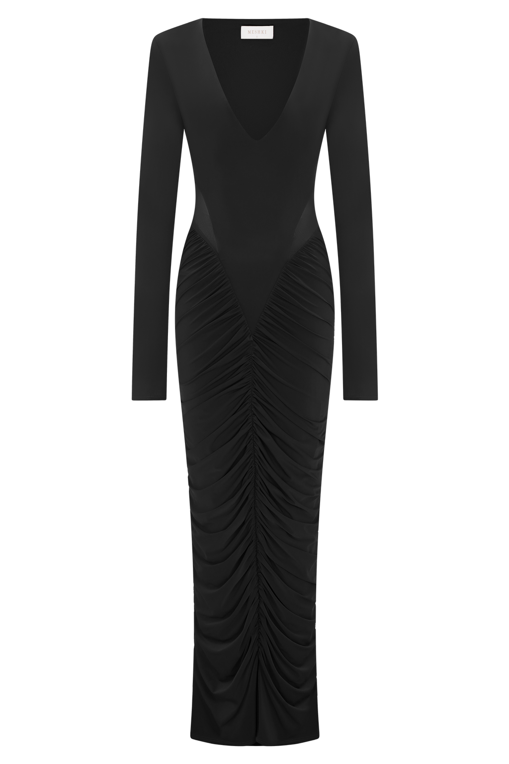Louanne Slinky Long Sleeve Maxi Dress - Black