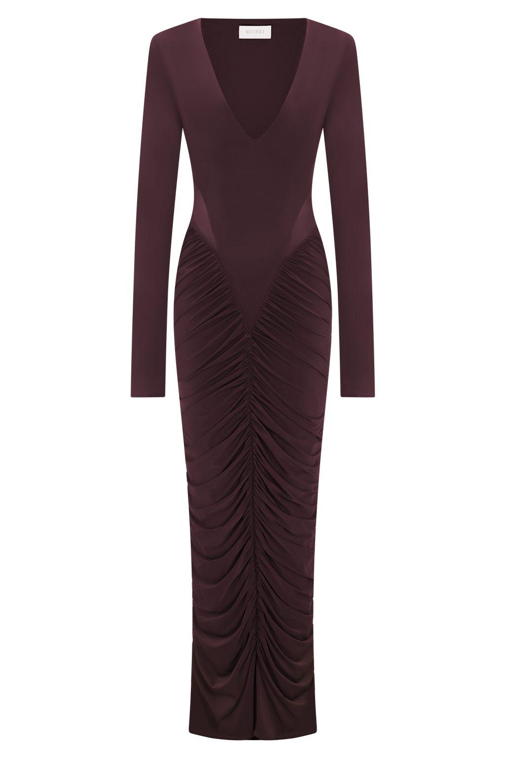 Louanne Slinky Long Sleeve Maxi Dress - Burgundy