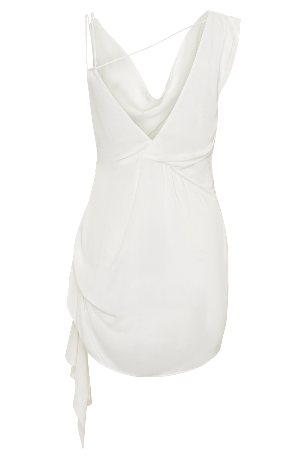 Lucile Cowl Drape Satin Mini Dress - White