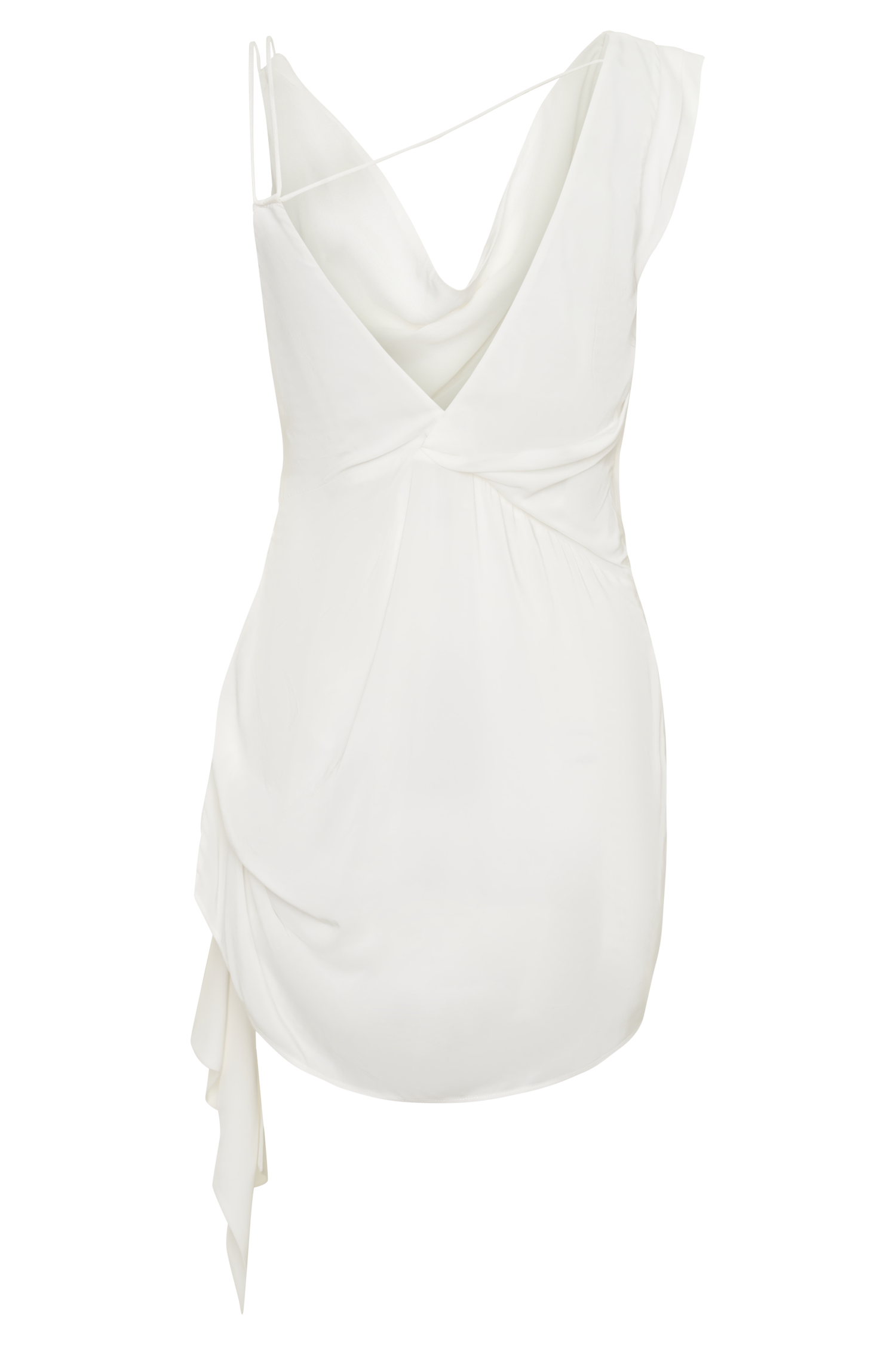 Lucile Cowl Drape Satin Mini Dress - White