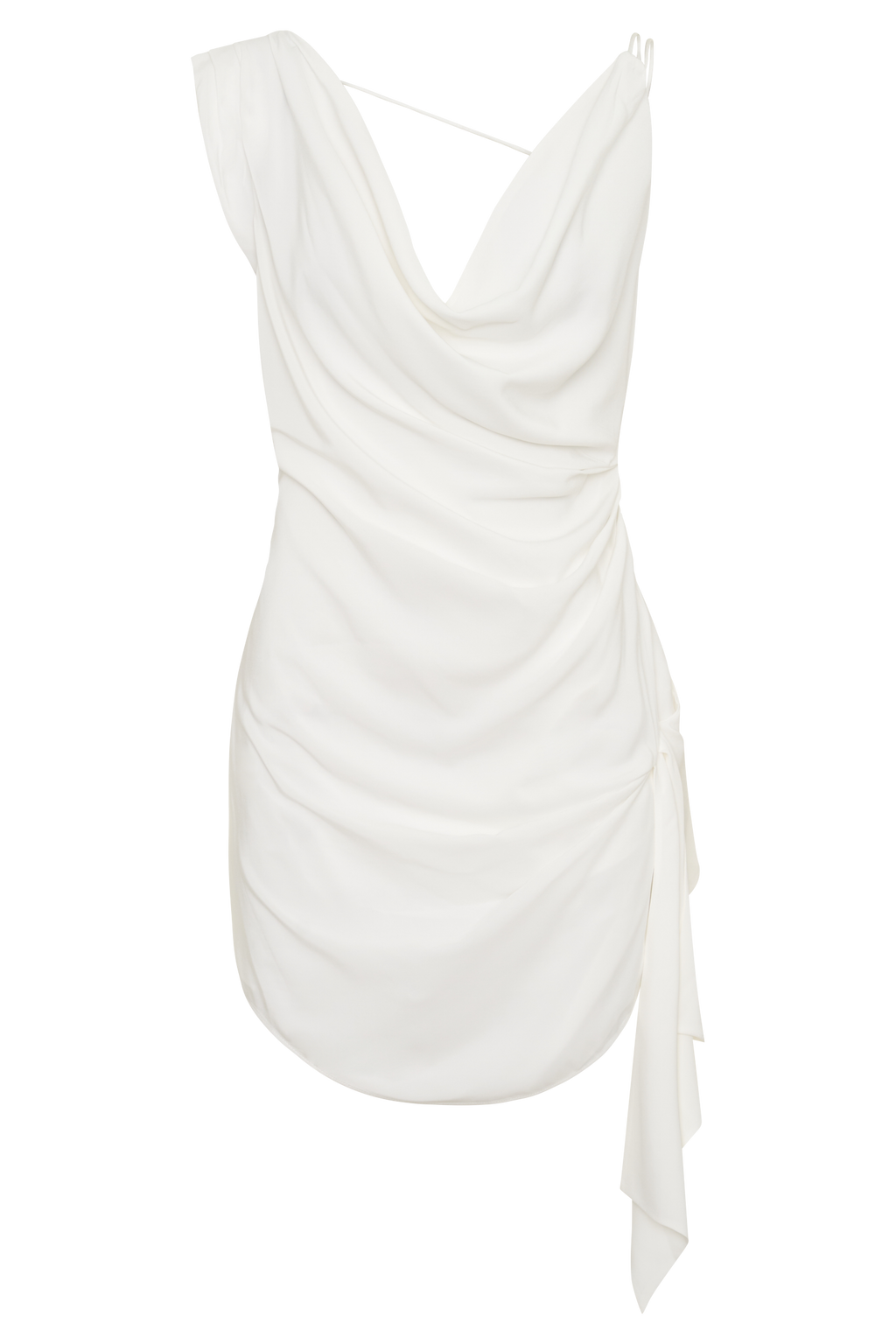 Lucile Cowl Drape Satin Mini Dress - White