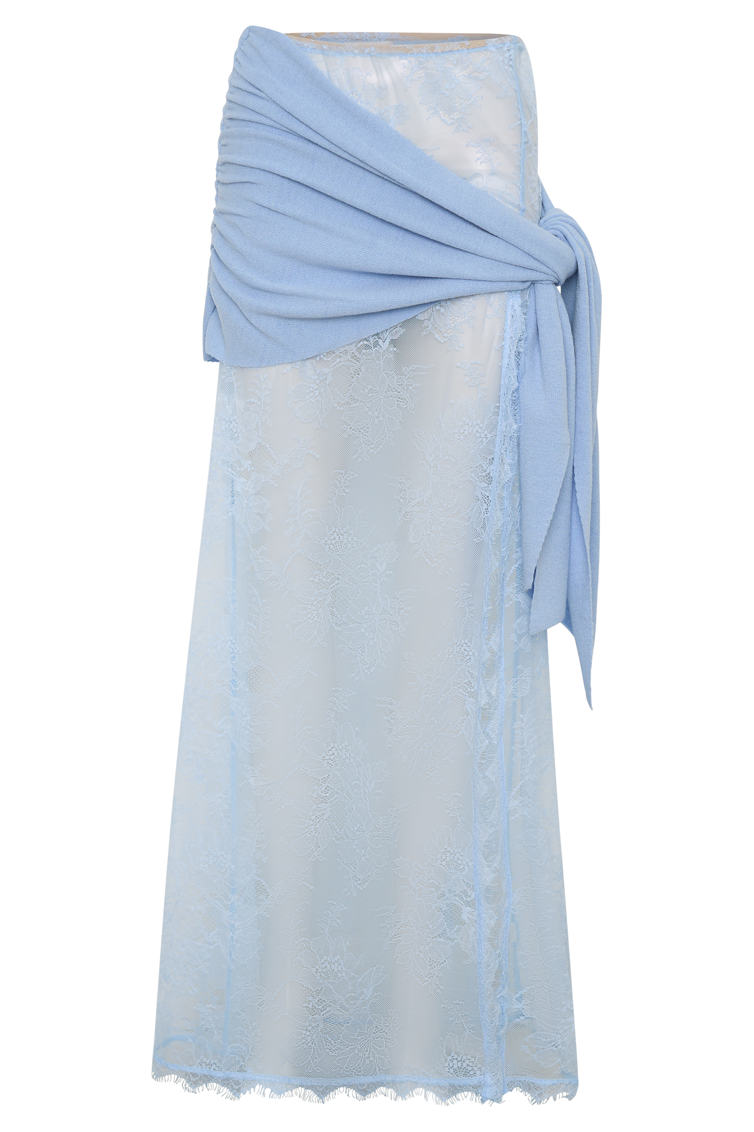 Lucy Lace And Knit Skirt - Cornflower Blue