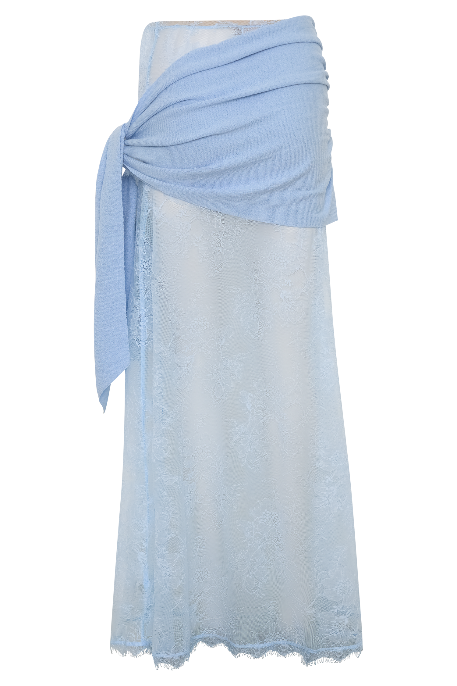 Lucy Lace And Knit Skirt - Cornflower Blue
