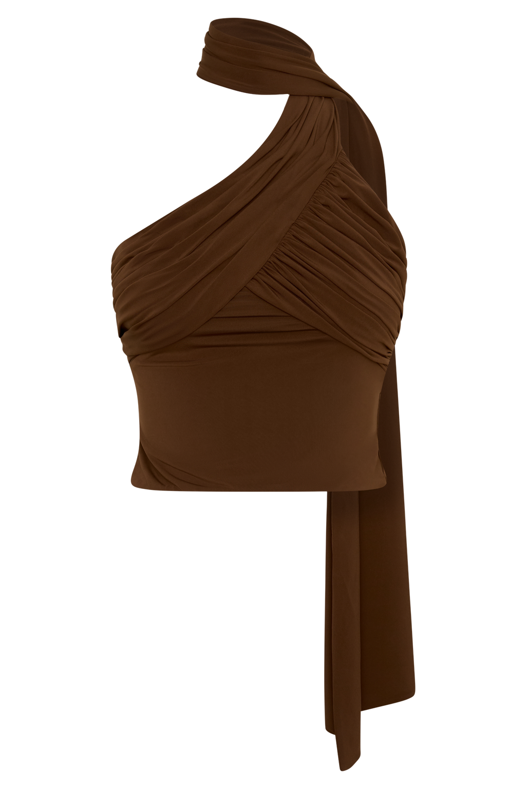 Lydia Slinky Asymmetrical Halter Top - Chocolate