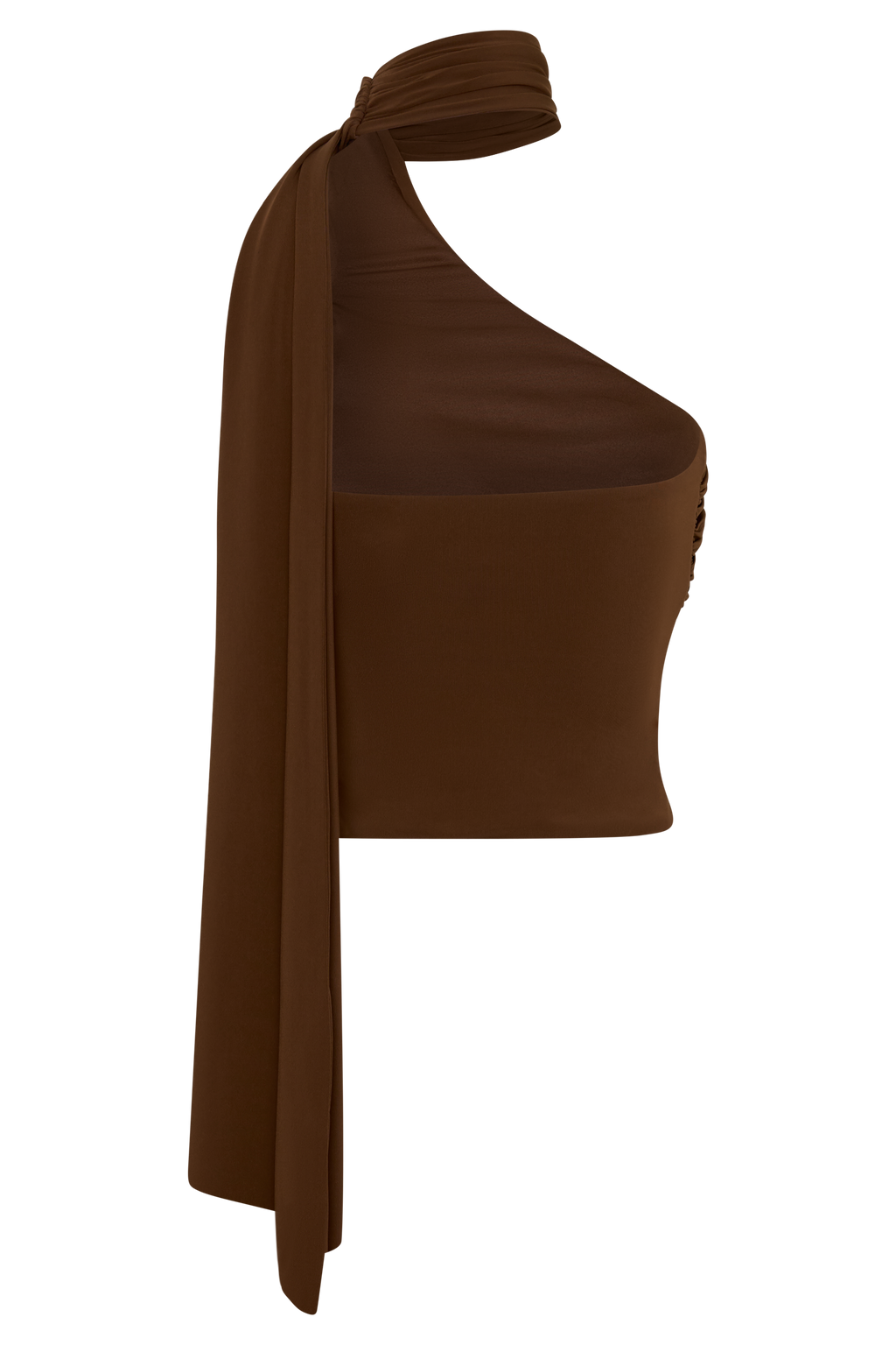 Lydia Slinky Asymmetrical Halter Top - Chocolate