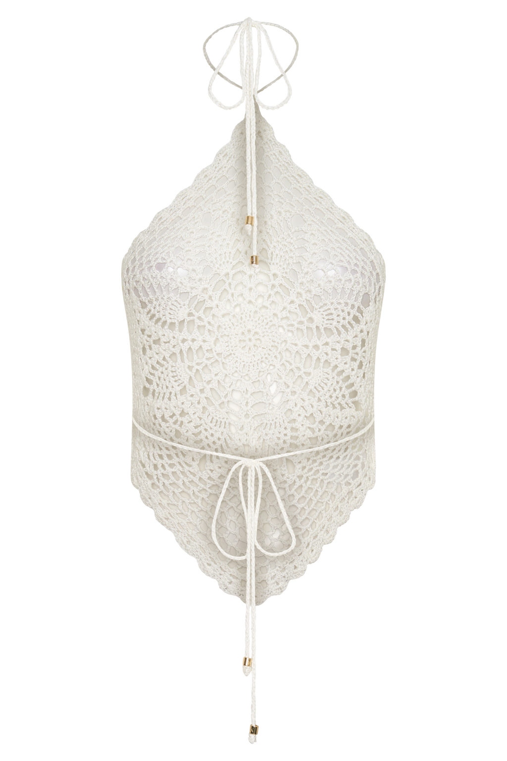 Marvin Crochet Halter Top - Ivory