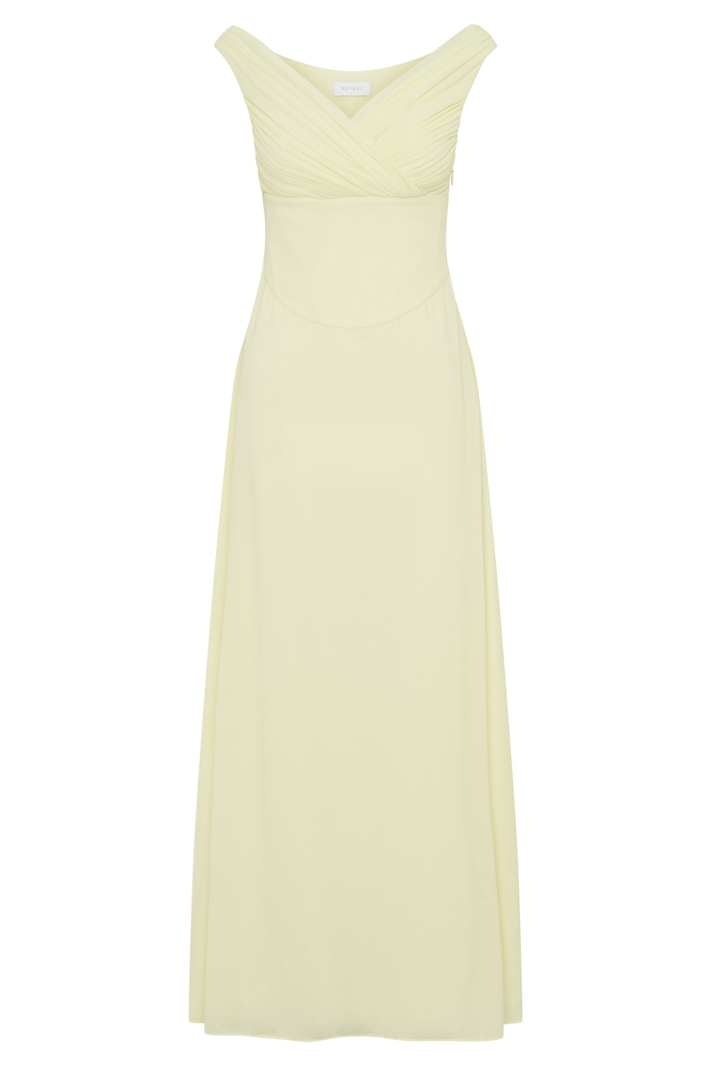 Mabel Off Shoulder Chiffon Maxi Dress - Lemon