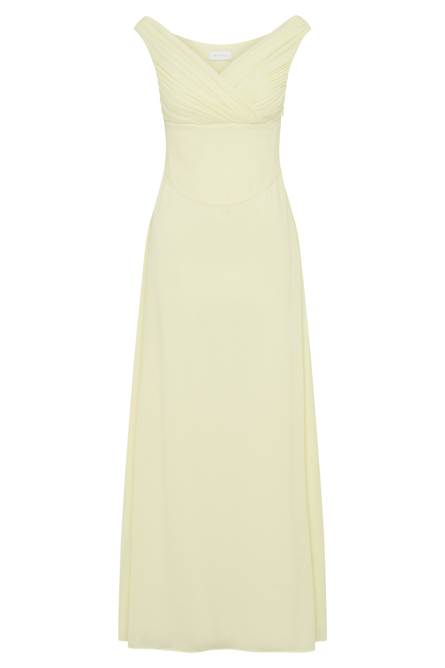 Mabel Off Shoulder Chiffon Maxi Dress - Lemon