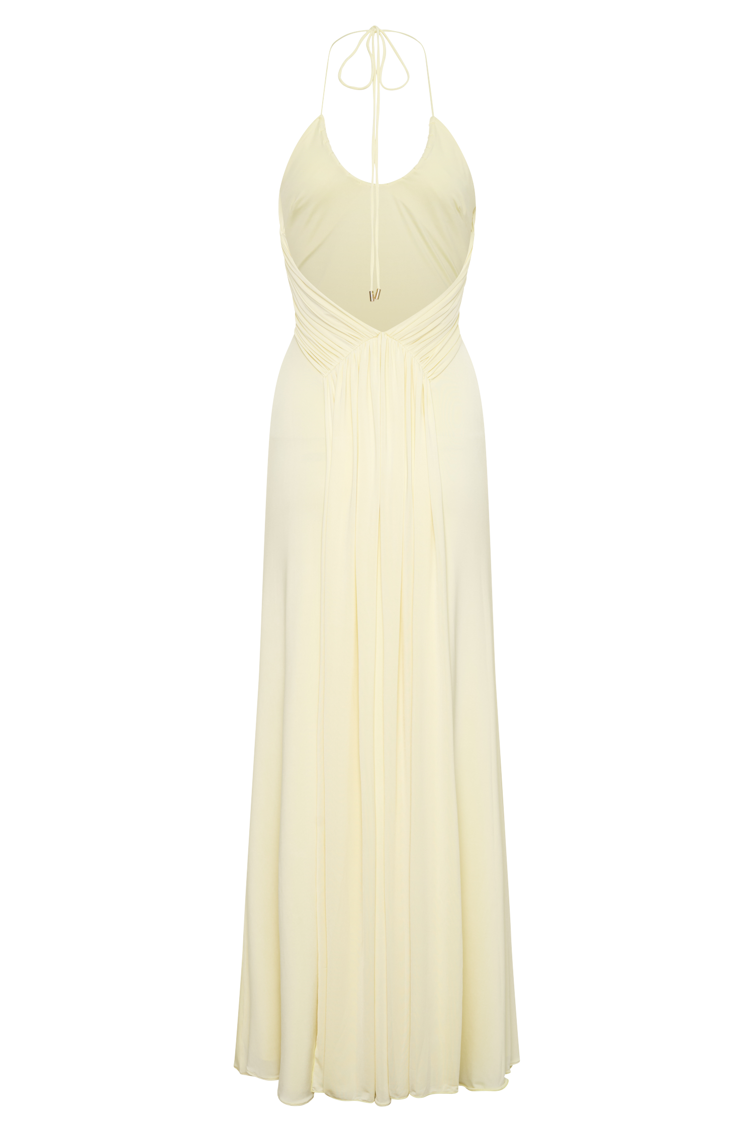Maely Gathered Slinky Maxi Dress - Lemon