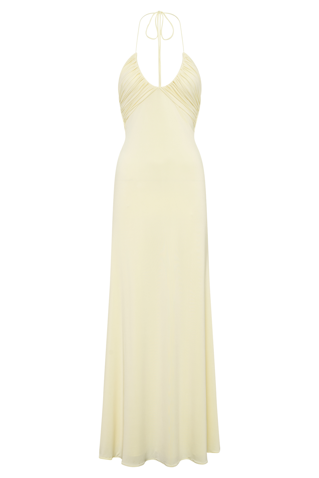 Maely Gathered Slinky Maxi Dress - Lemon