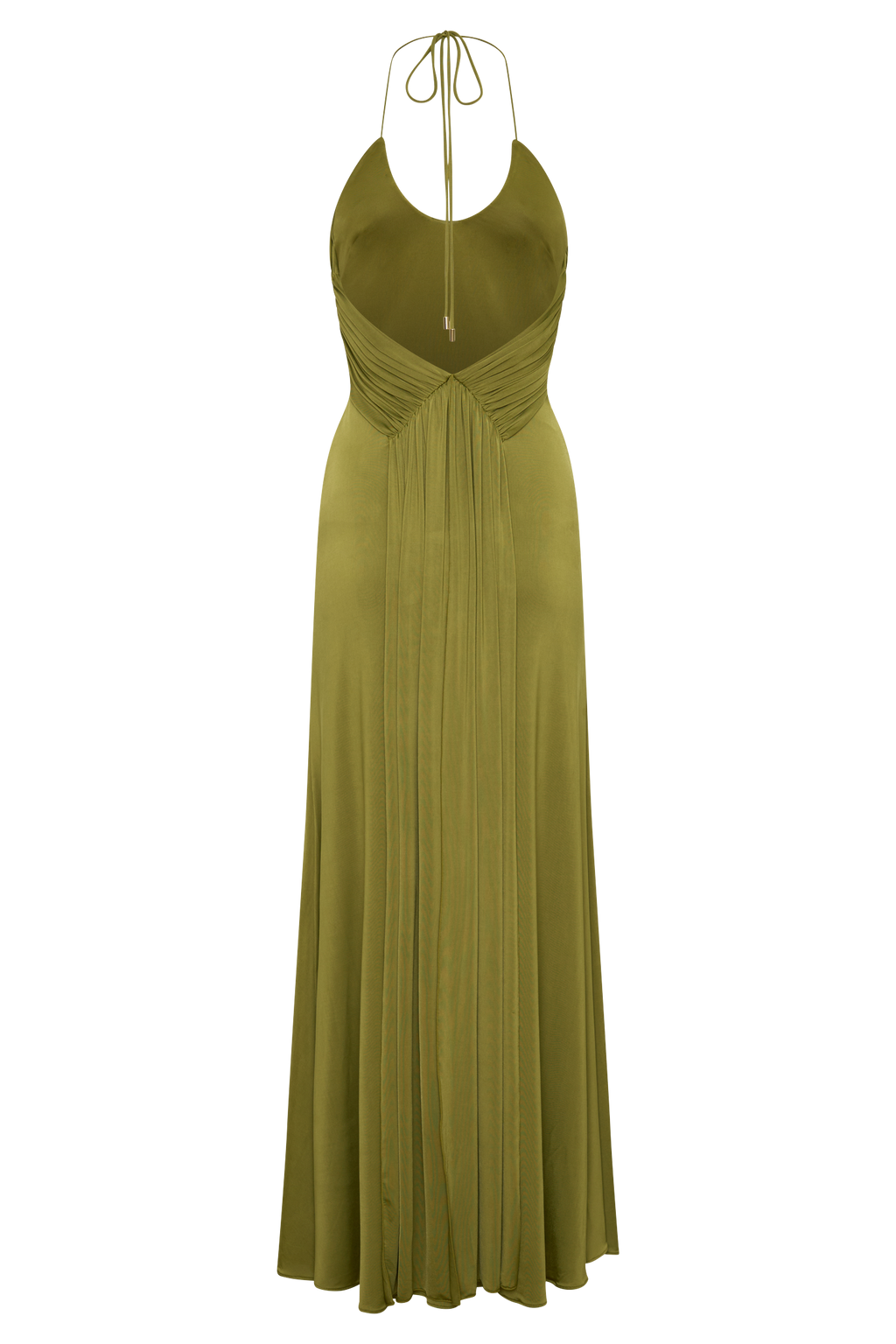 Maely Gathered Slinky Maxi Dress - Olive