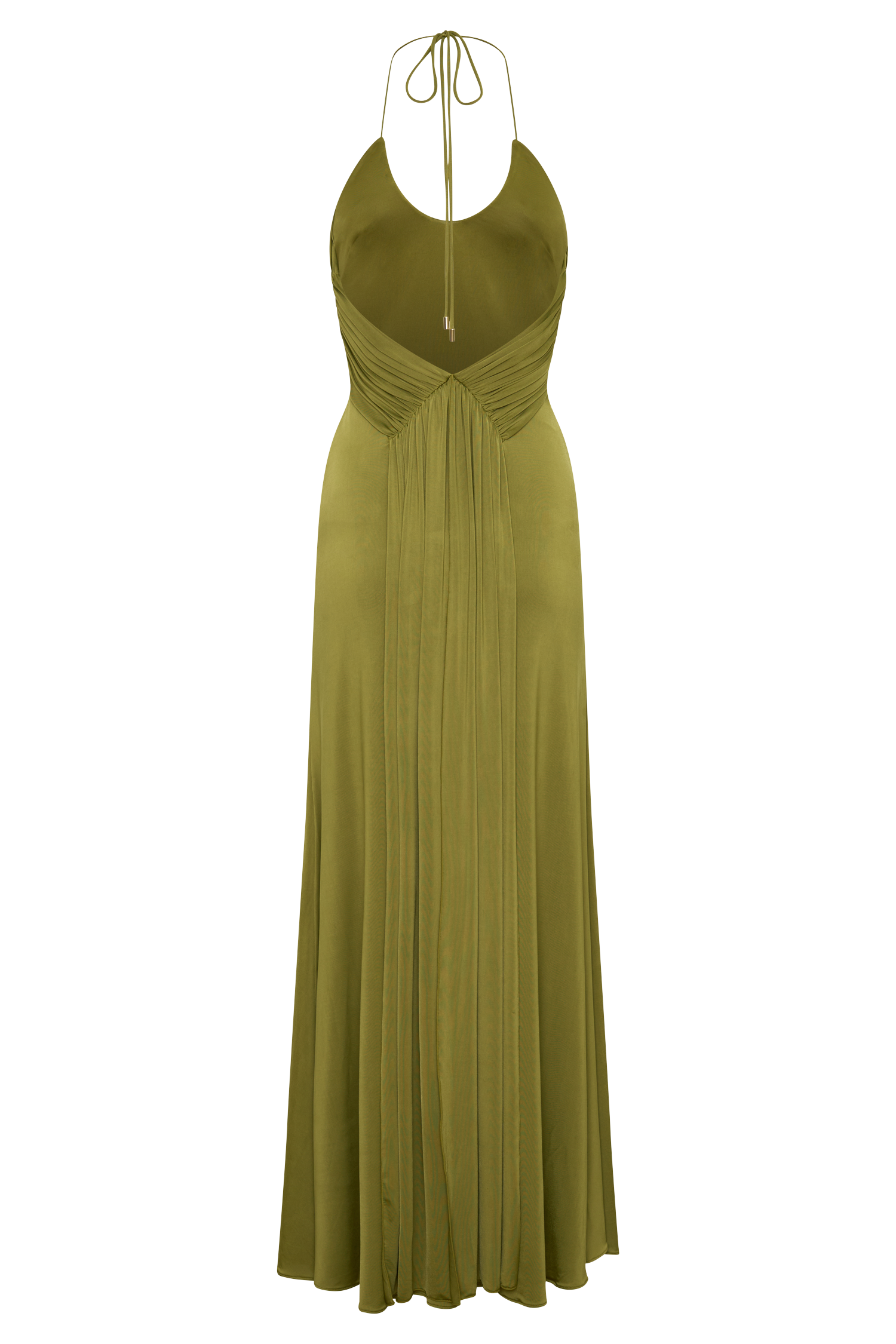 Maely Gathered Slinky Maxi Dress - Olive