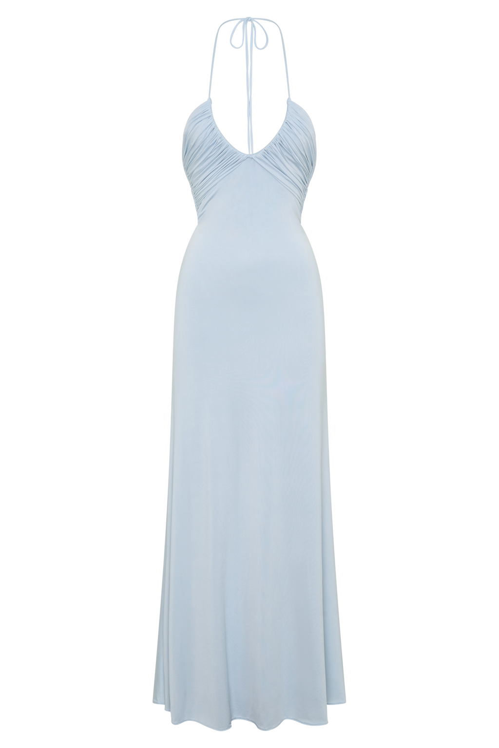 Maely Gathered Slinky Maxi Dress - Pale Blue