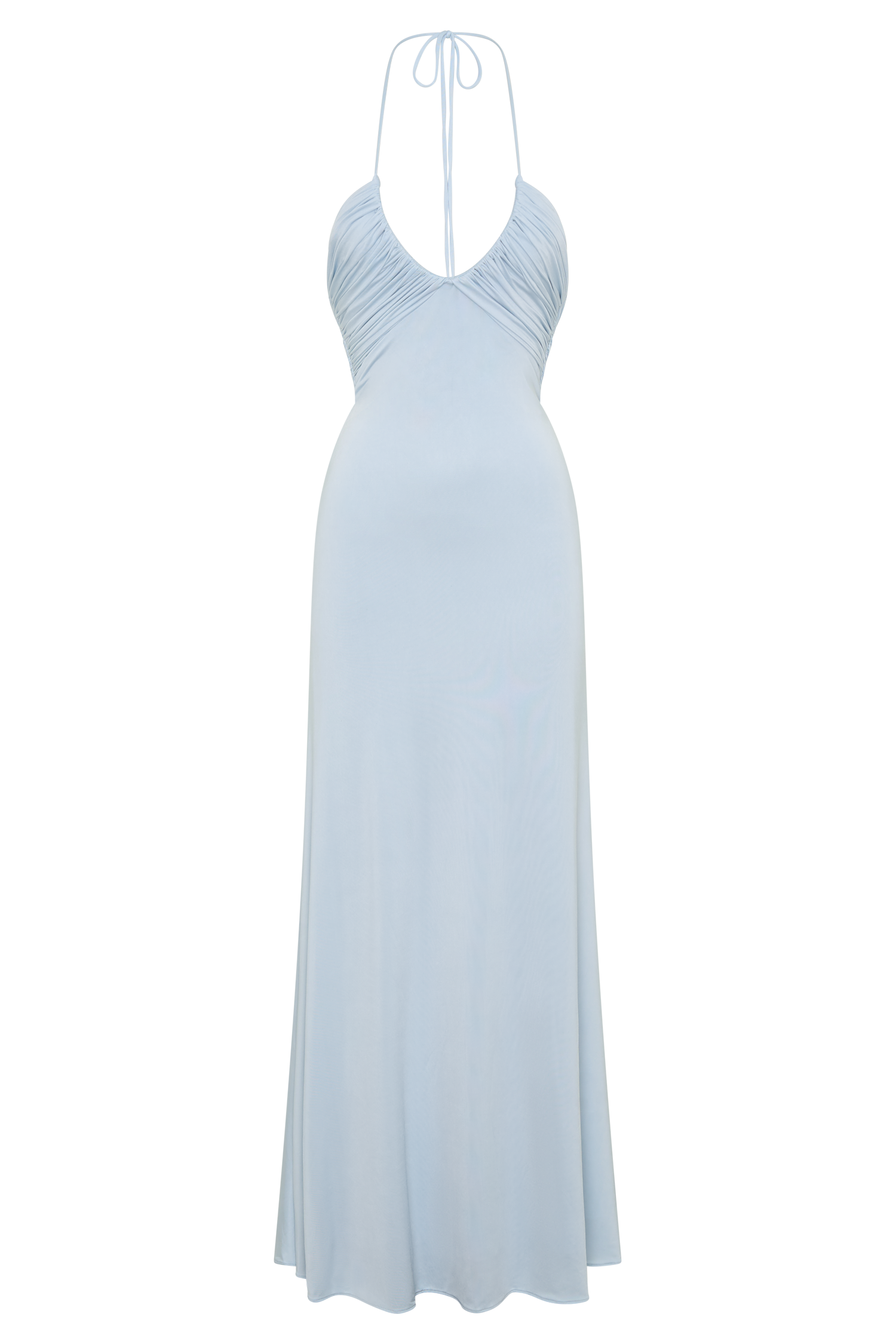 Maely Gathered Slinky Maxi Dress - Pale Blue
