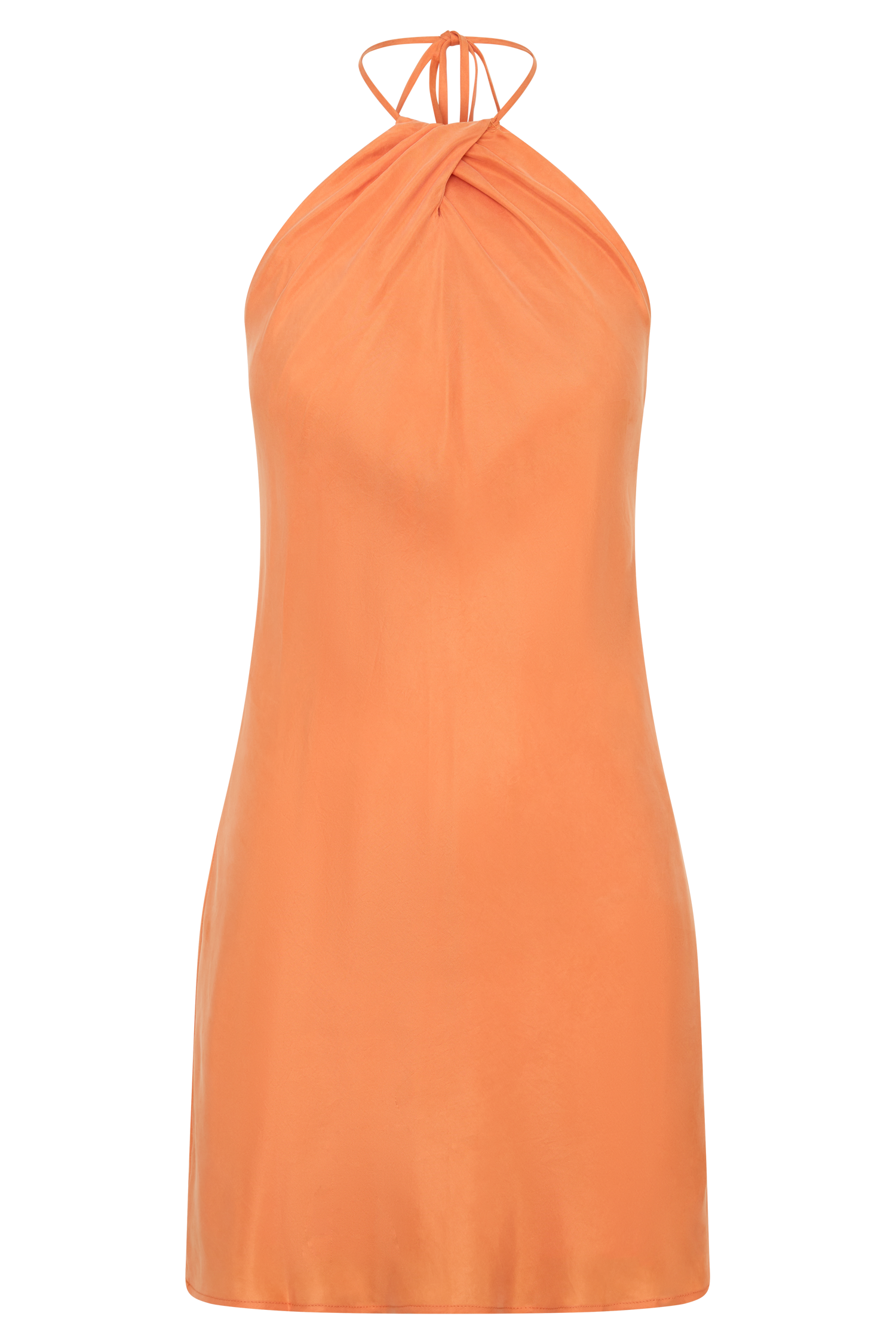 Maggie Cupro Halter Mini Dress - Orange