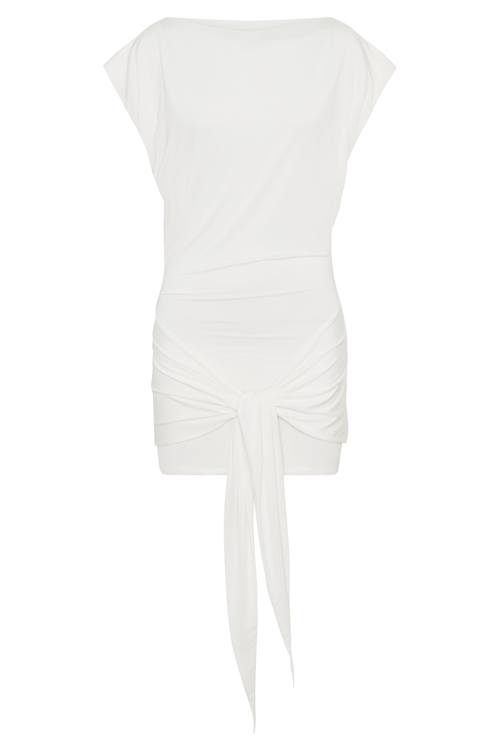 Maiara Shortsleeve Slinky Tie Mini Dress - White