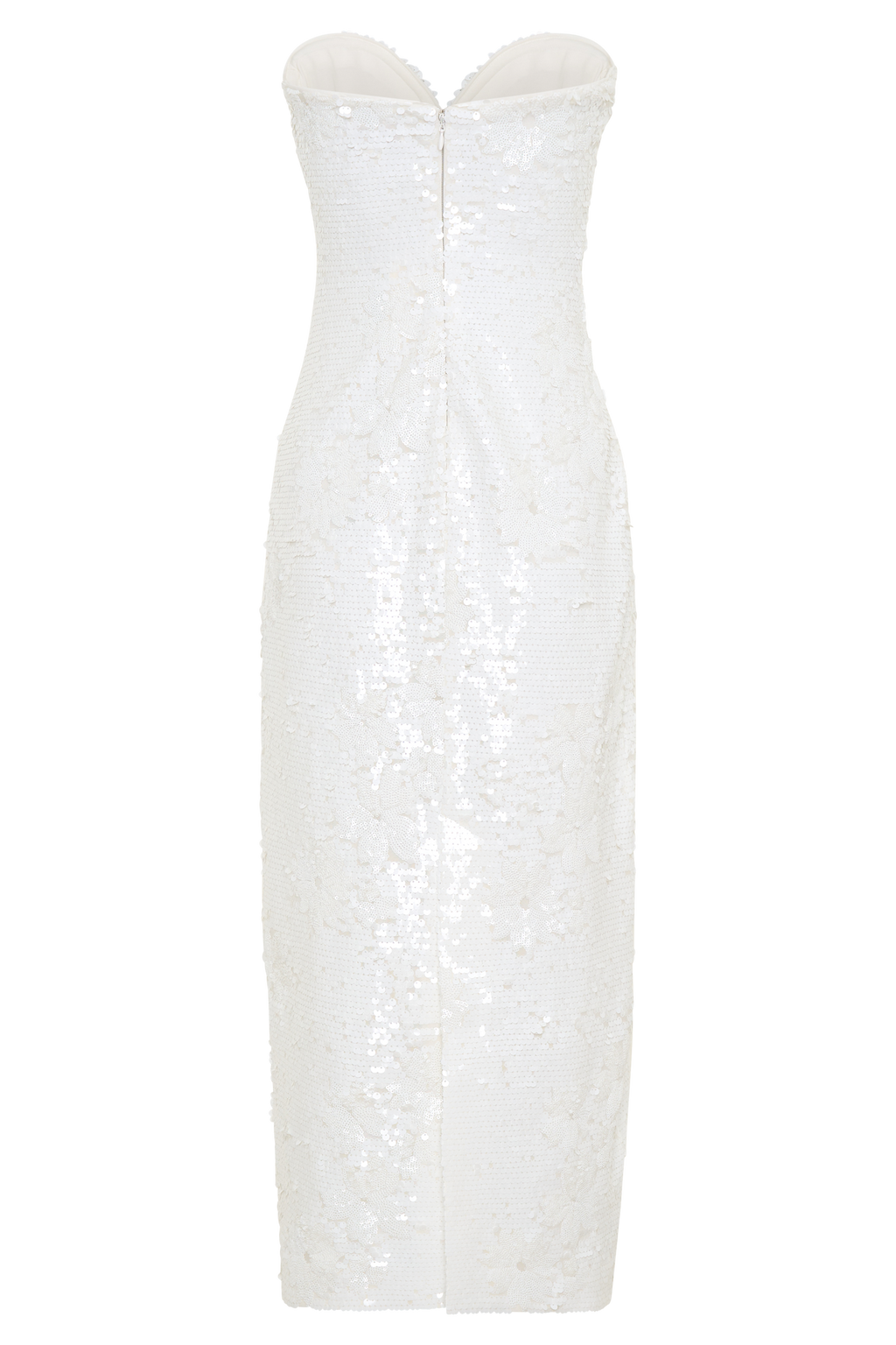 Maisie Strapless Sequin Midi Dress - White