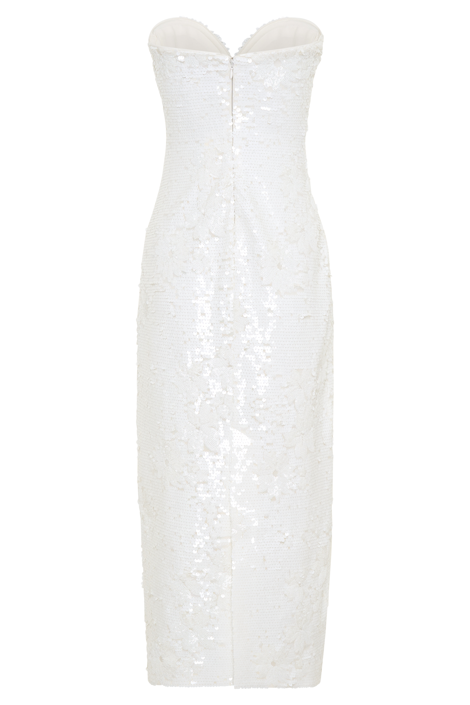 Maisie Strapless Sequin Midi Dress - White
