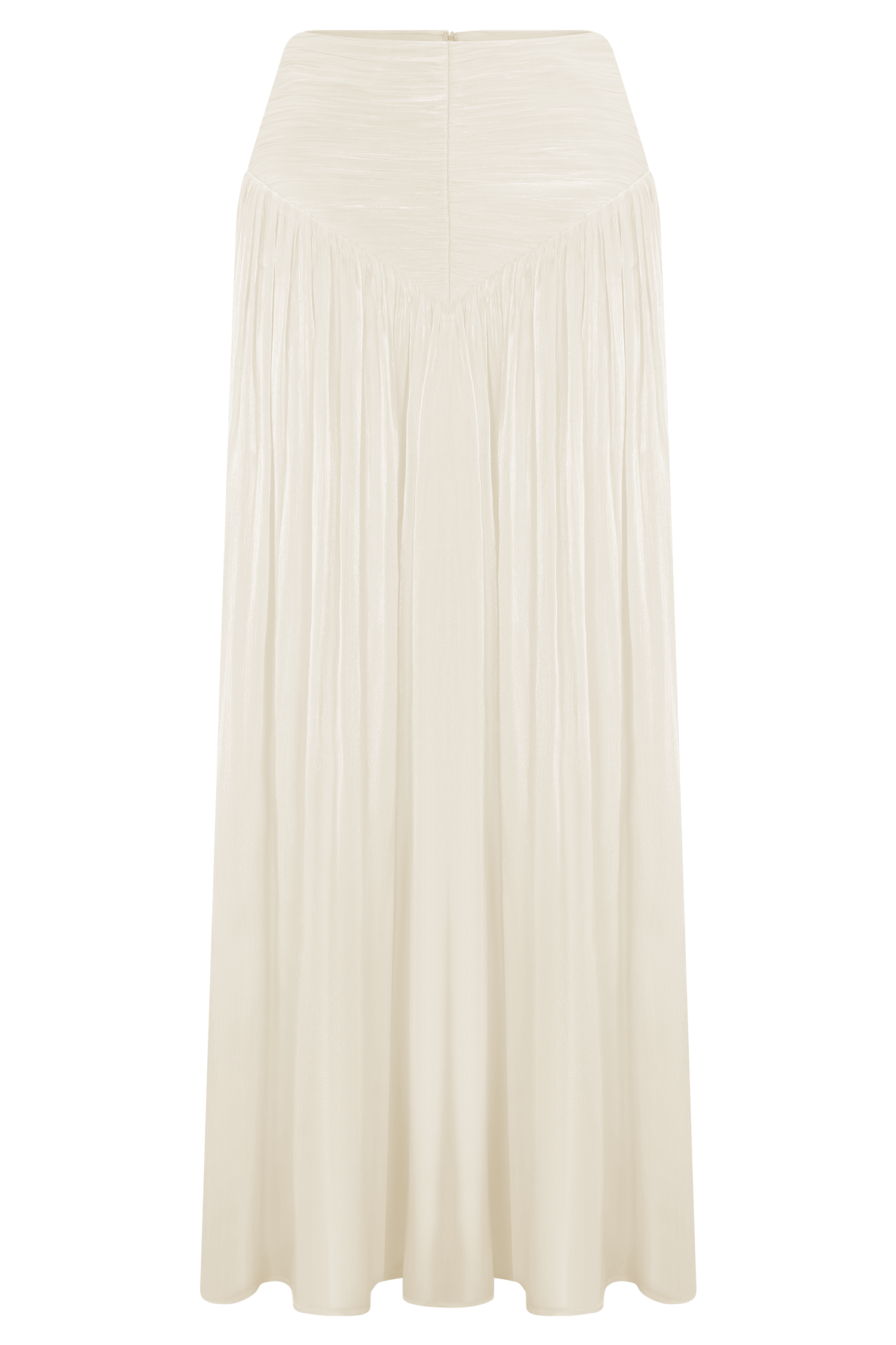 Makena Gathered Midi Skirt - Opal White