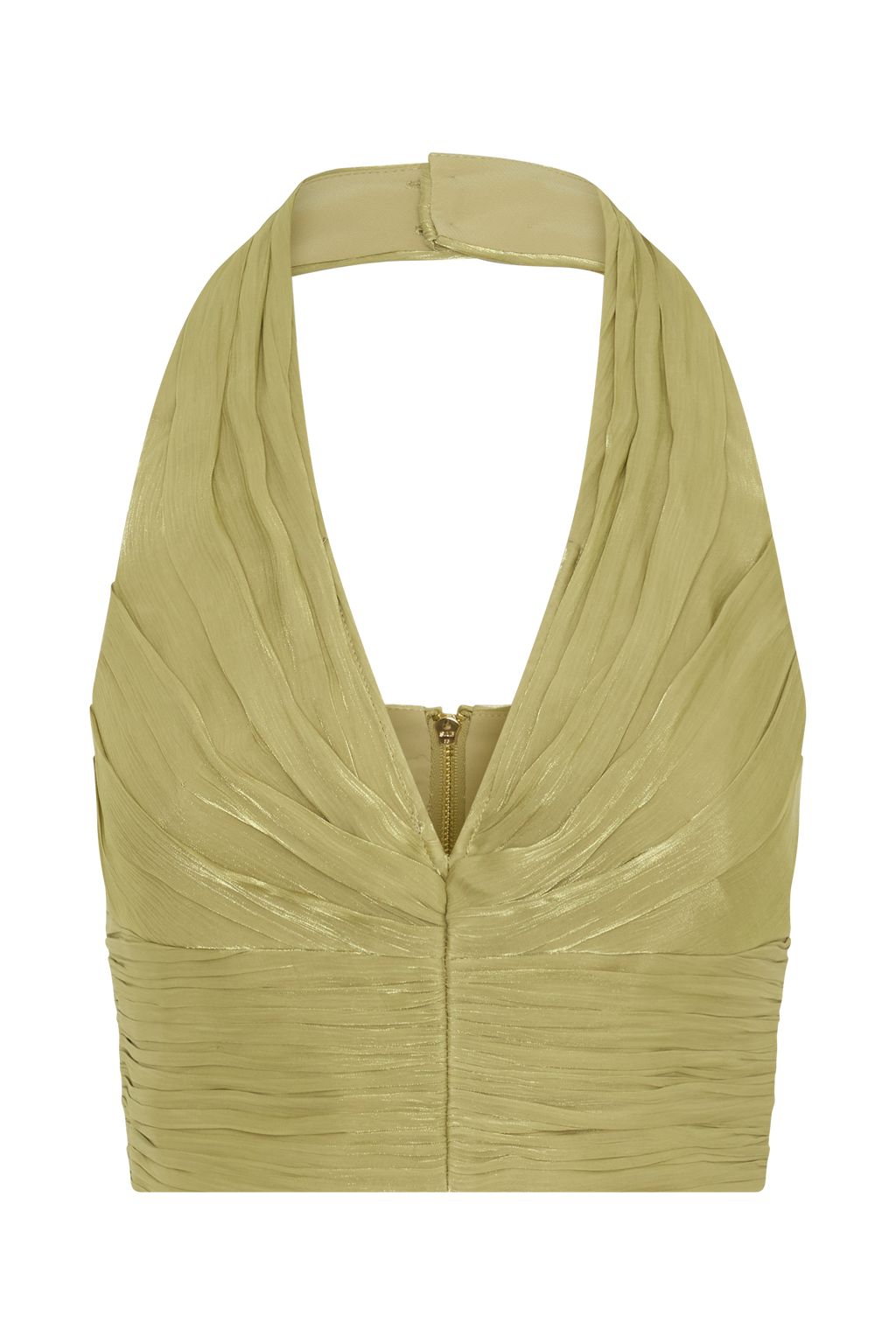 Makena Gathered V Neck Top - Green