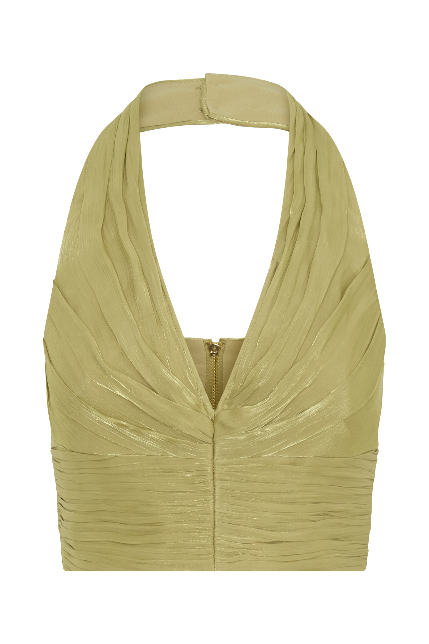 Makena Gathered V Neck Top - Green