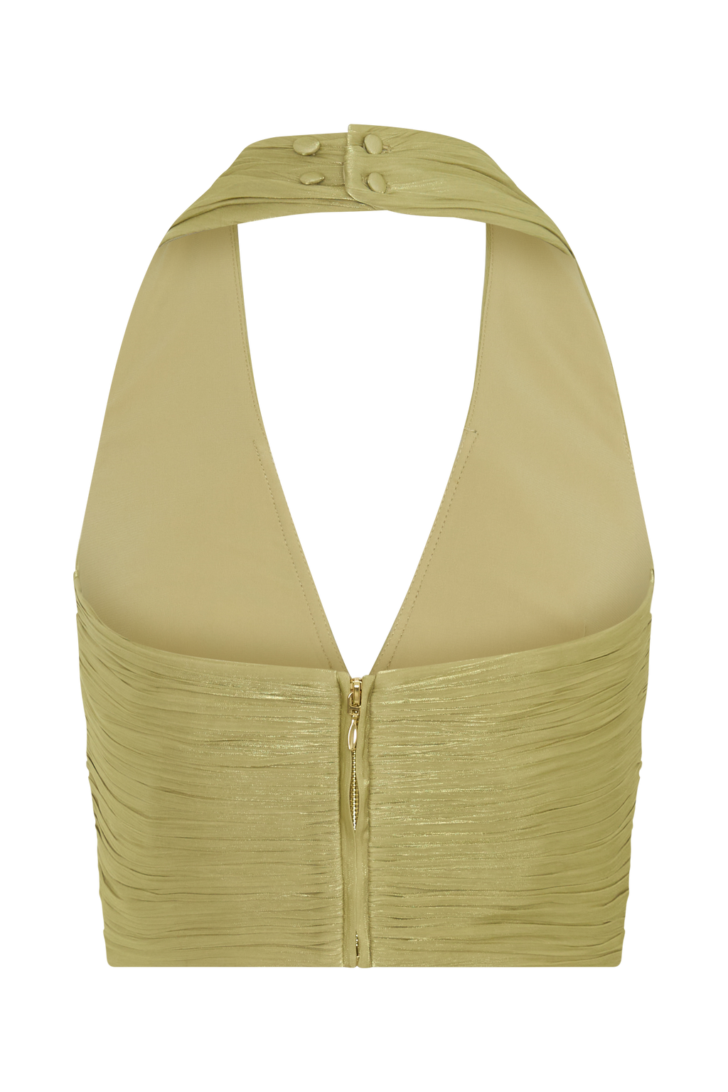 Makena Gathered V Neck Top - Green