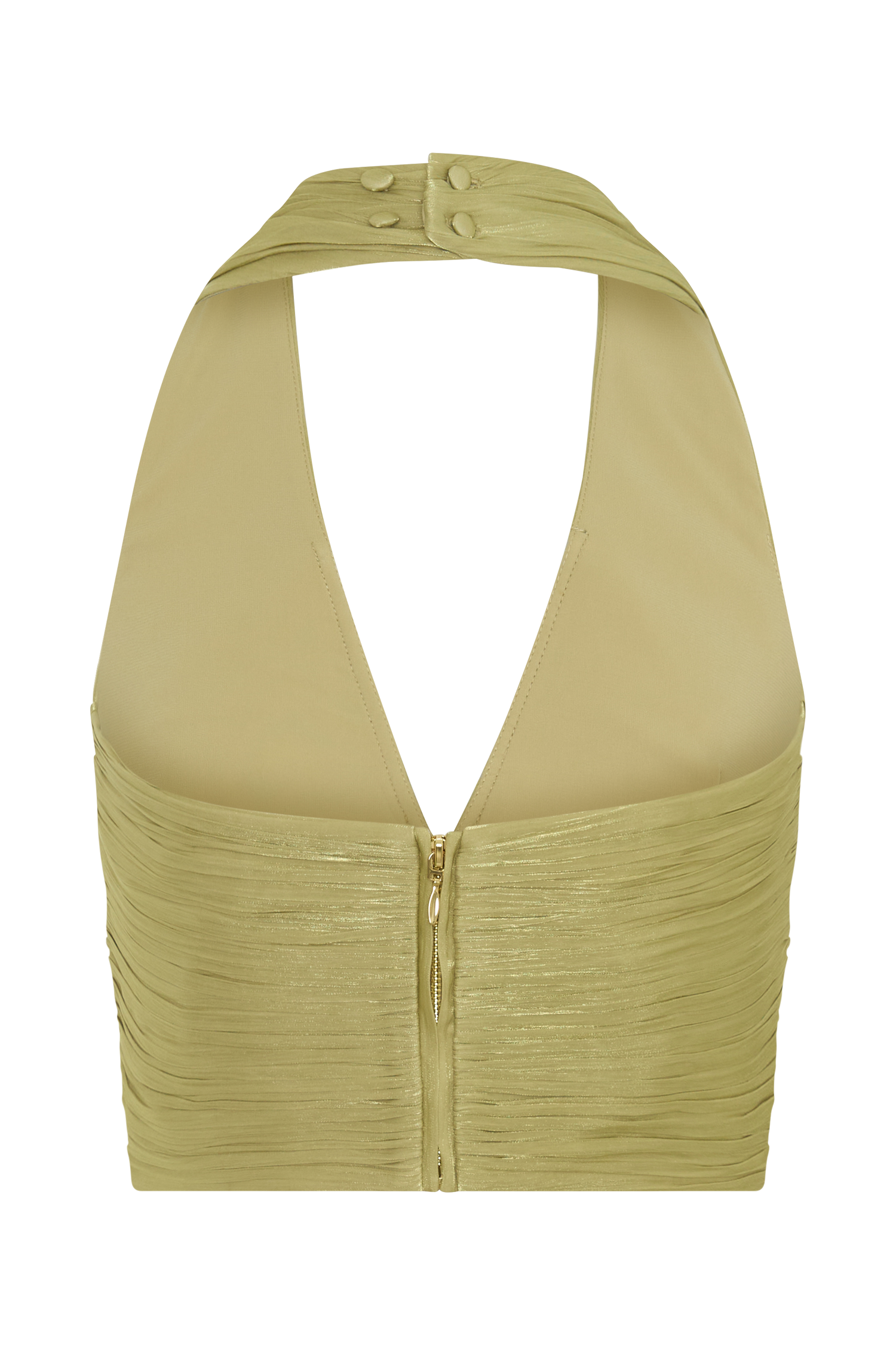 Makena Gathered V Neck Top - Green