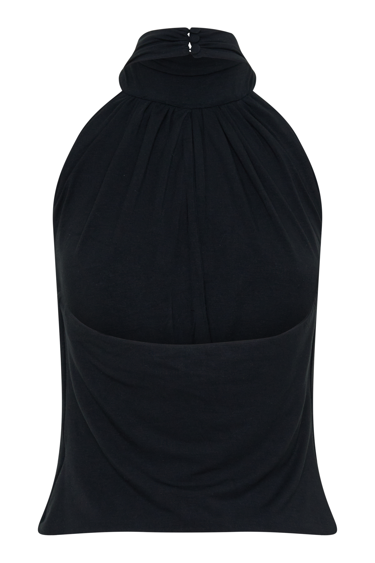 Maki Viscose Sleeveless Halter Top - Black