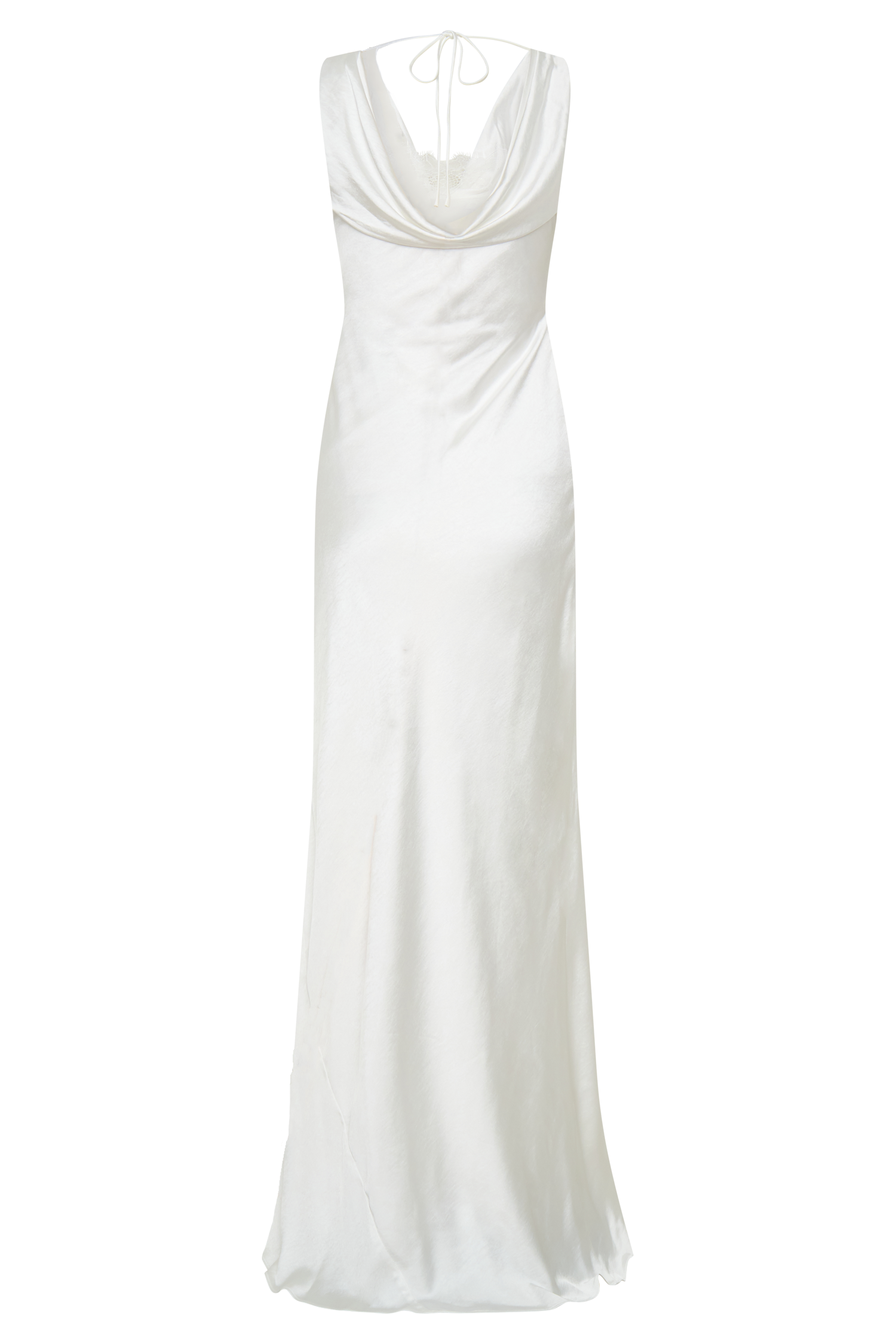 Ashley Cowl Neck Lace And Satin Maxi Dress - Ivory