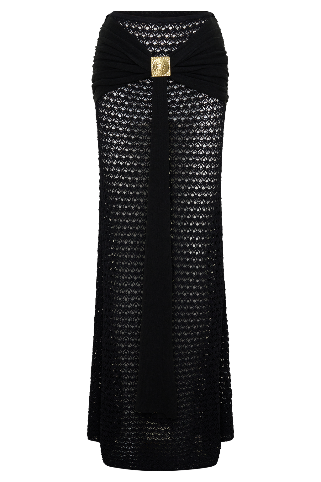 Mania Crochet Maxi Skirt With Hardware - Black