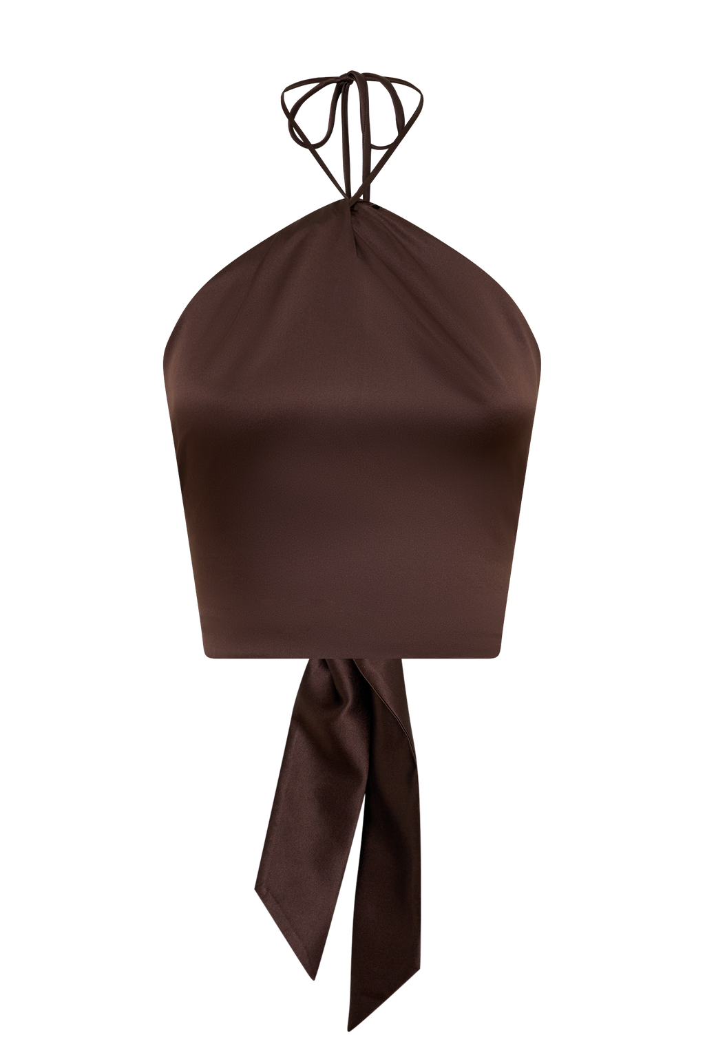 Mariana Halter Silk Blend Sleeveless Top - Dark Chocolate
