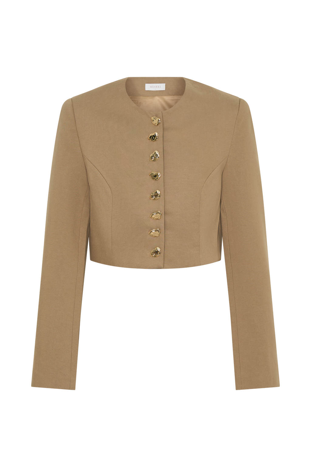 Marielle Button Up Cropped Jacket - Taupe