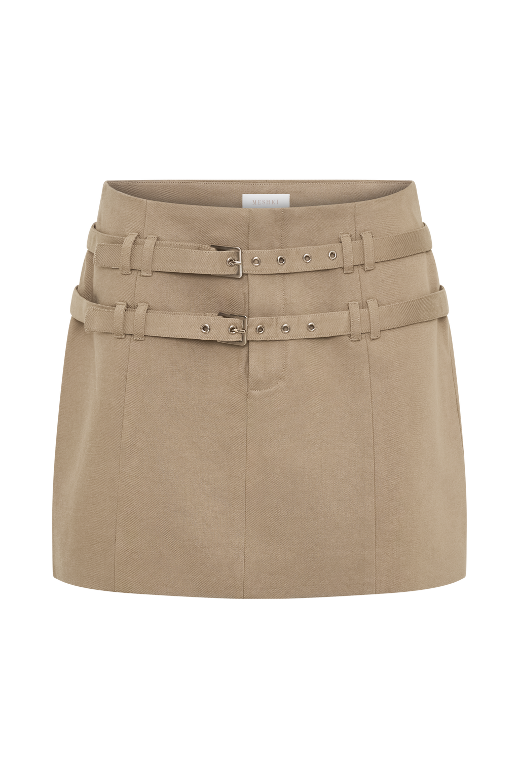 Marielle Double Belt Mini Skirt - Taupe