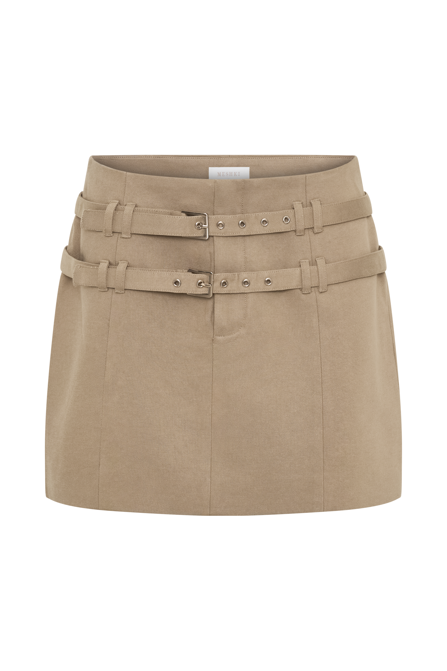 Marielle Double Belt Mini Skirt - Taupe