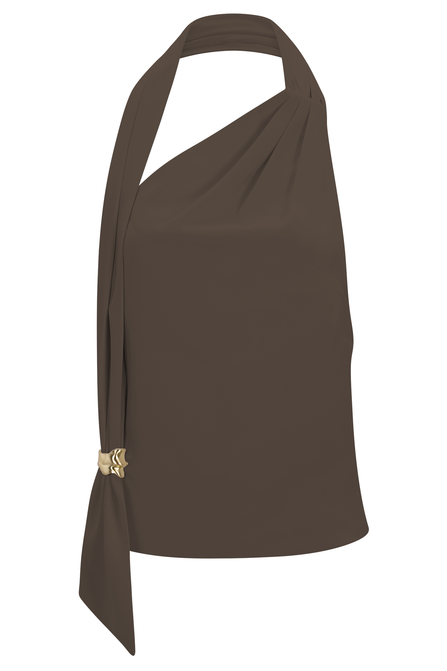 Marina Halter Top With Hardware - Cacao Brown