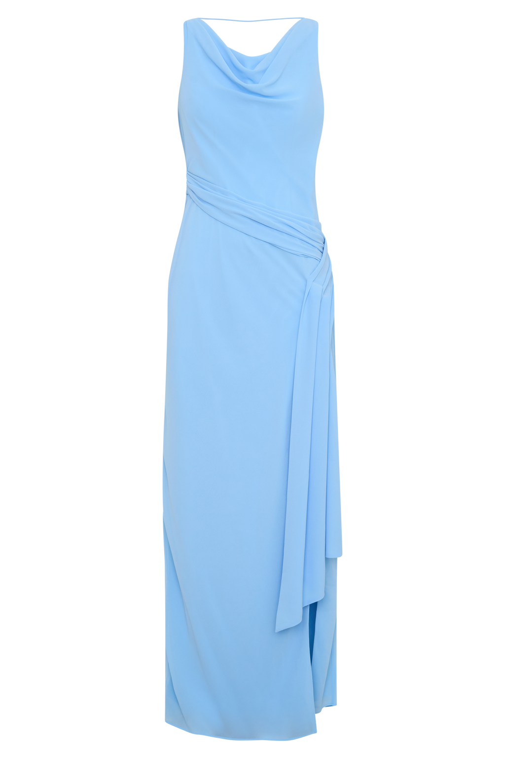 Marjorie Draped Back Chiffon Maxi Dress - Sky Blue