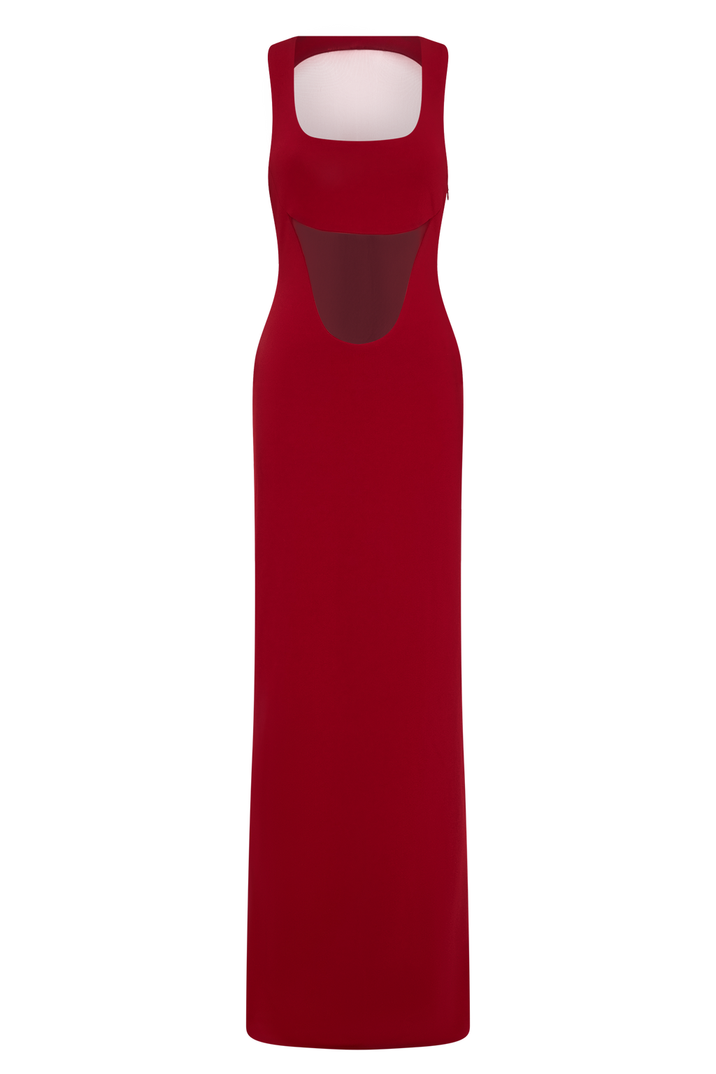 Marlon Crepe And Mesh Maxi Dress - Cherry Red
