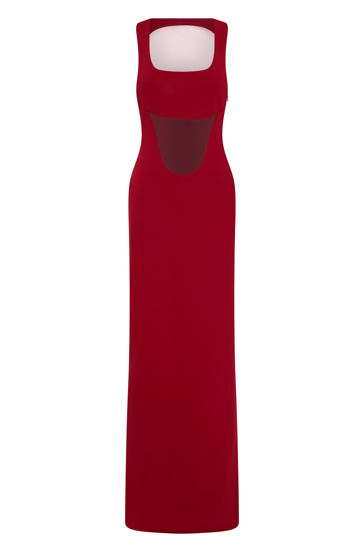 Marlon Crepe And Mesh Maxi Dress - Cherry Red