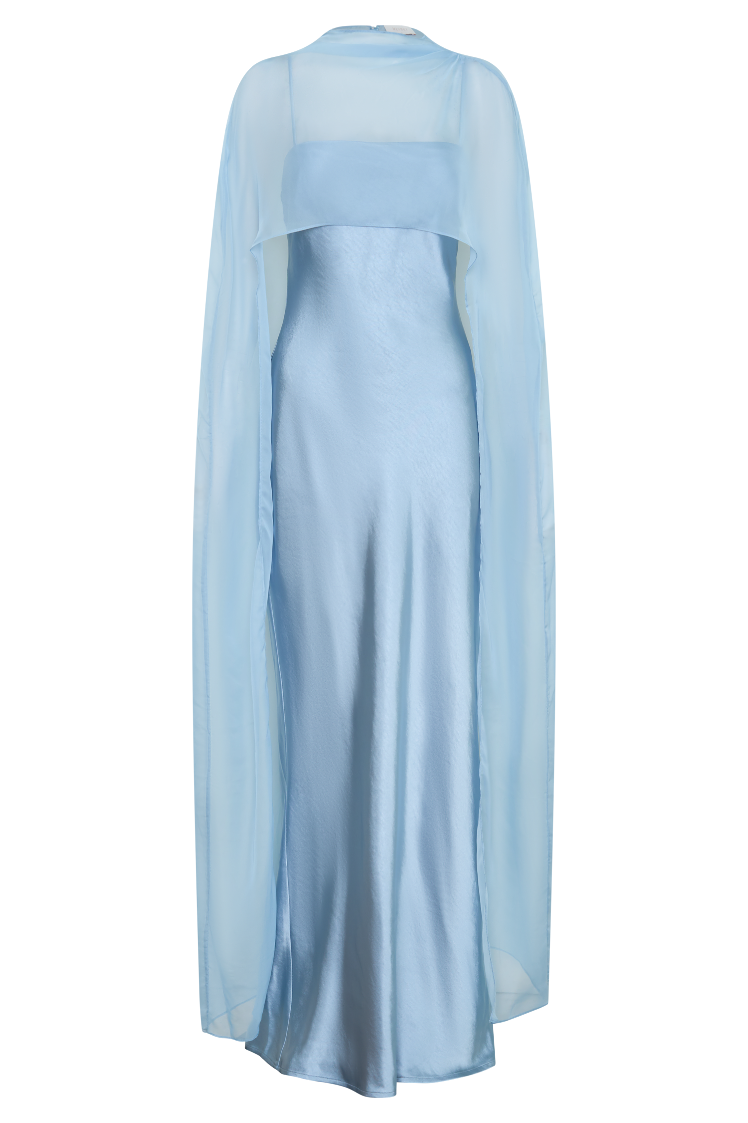 Martinne Chiffon Cape Maxi Dress - Arctic Blue